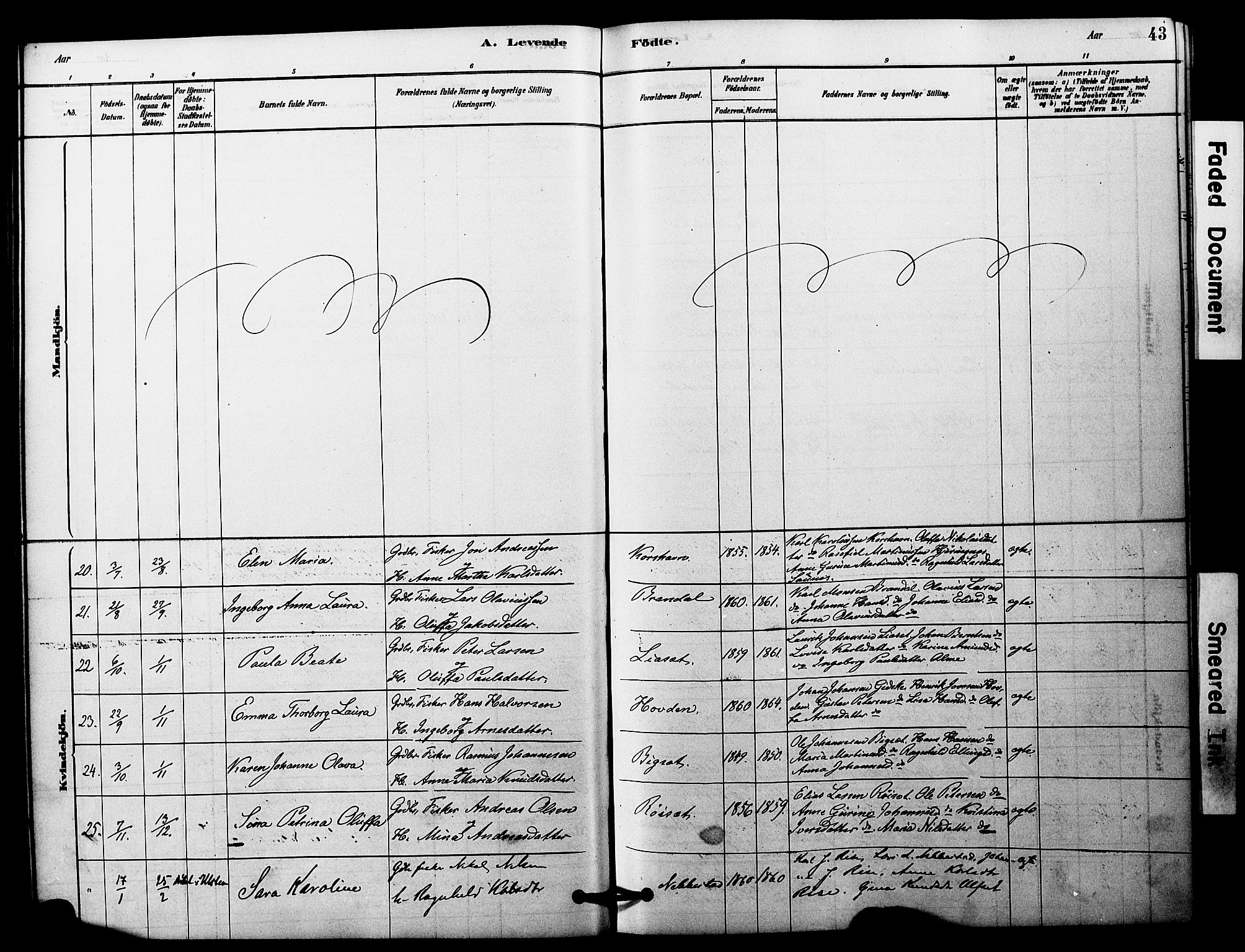 Ministerialprotokoller, klokkerbøker og fødselsregistre - Møre og Romsdal, AV/SAT-A-1454/510/L0122: Parish register (official) no. 510A02, 1878-1897, p. 43