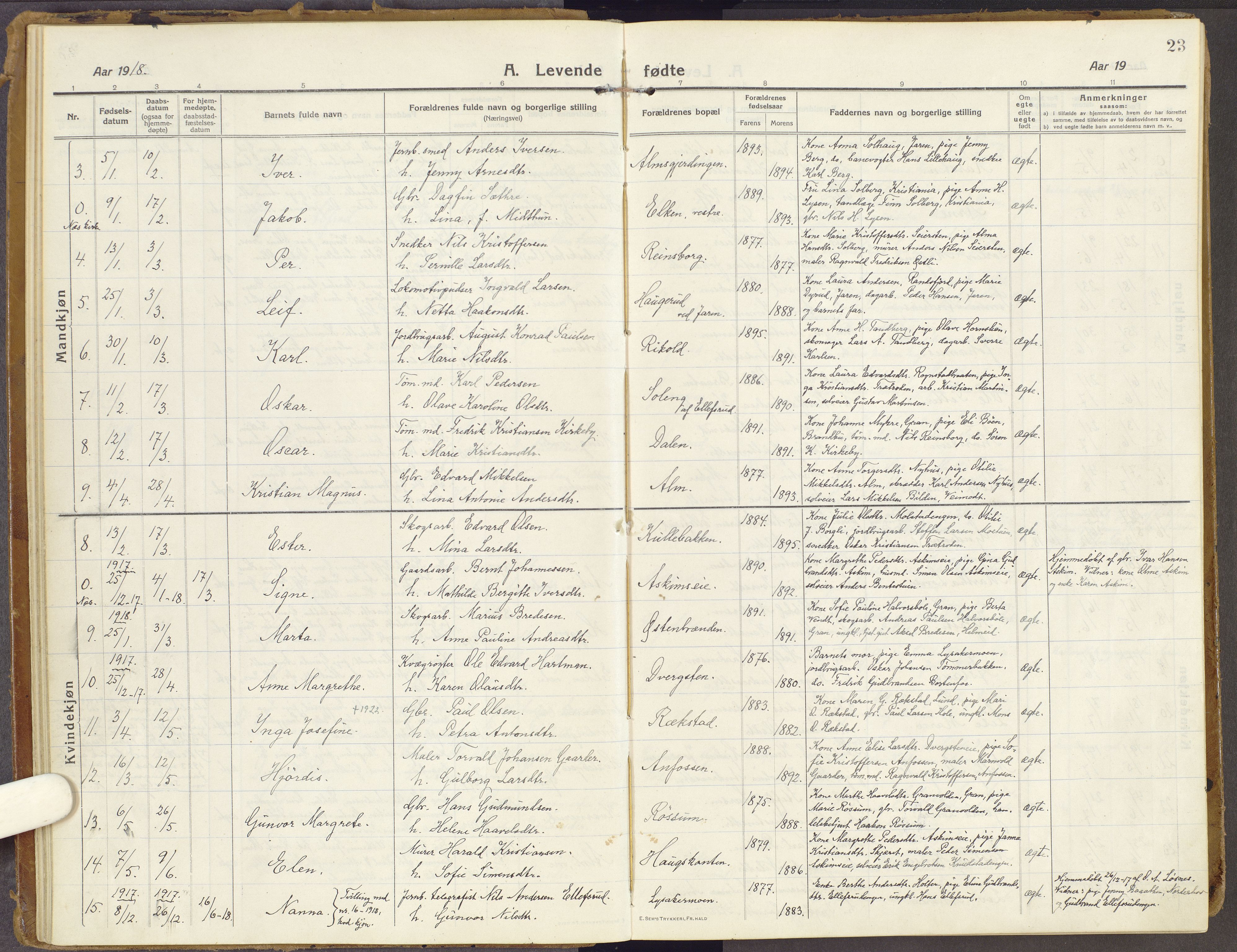Brandbu prestekontor, SAH/PREST-114/H/Ha/Haa/L0003: Parish register (official) no. 3, 1914-1928, p. 23