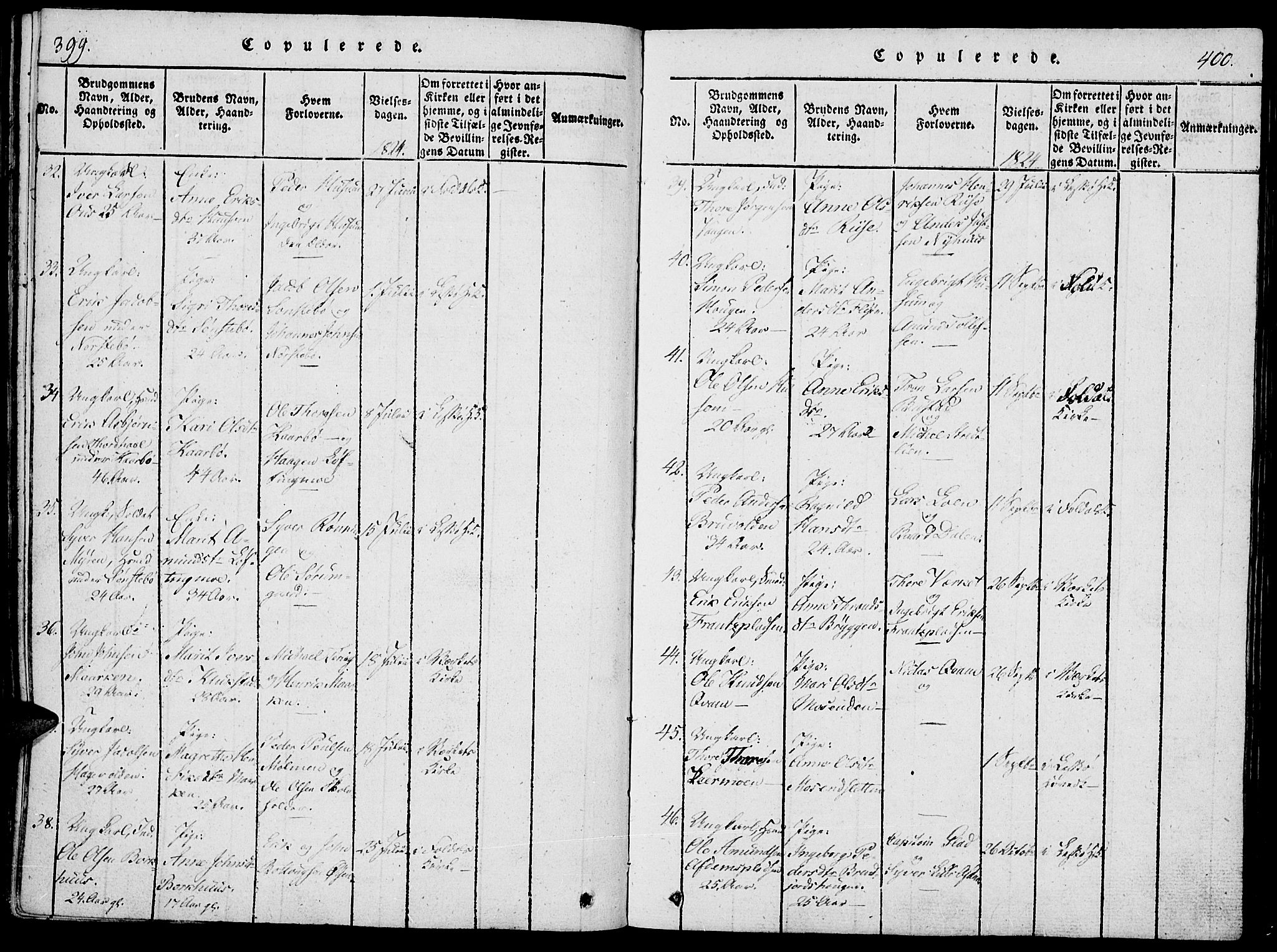 Lesja prestekontor, SAH/PREST-068/H/Ha/Haa/L0004: Parish register (official) no. 4, 1820-1829, p. 399-400