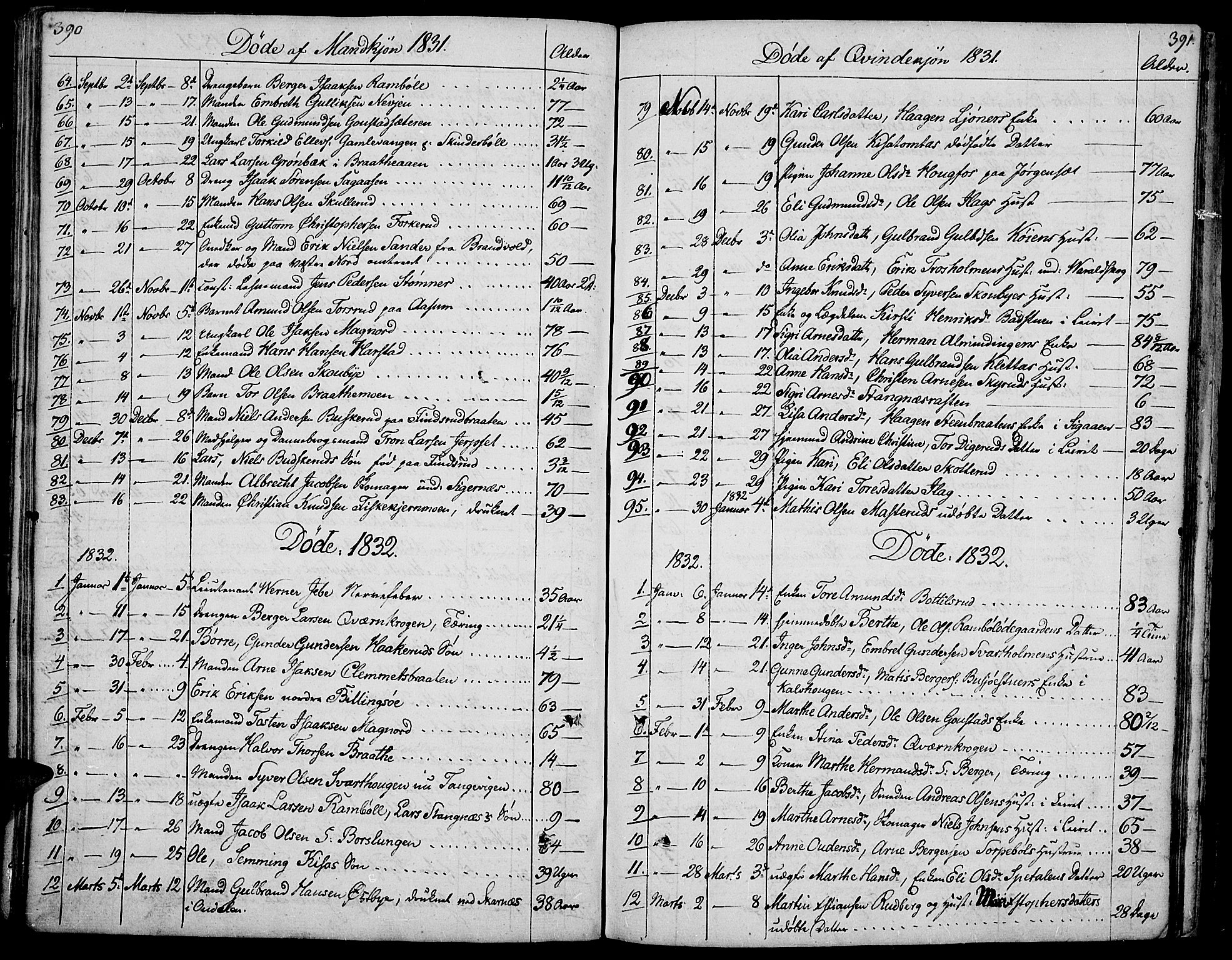 Vinger prestekontor, AV/SAH-PREST-024/H/Ha/Hab/L0002: Parish register (copy) no. 2, 1818-1834, p. 390-391