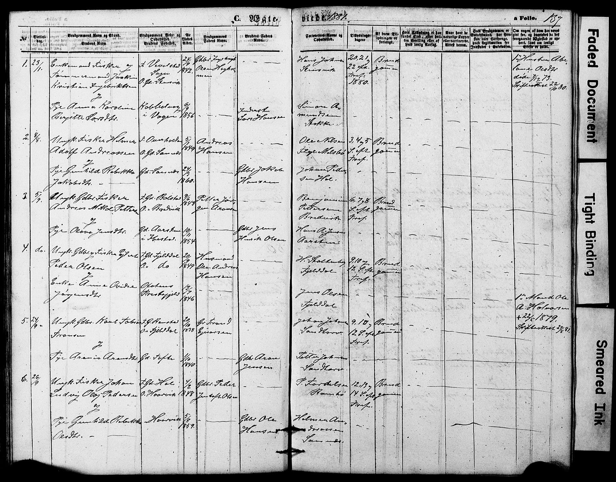 Ministerialprotokoller, klokkerbøker og fødselsregistre - Nordland, AV/SAT-A-1459/865/L0930: Parish register (copy) no. 865C02, 1866-1884, p. 137