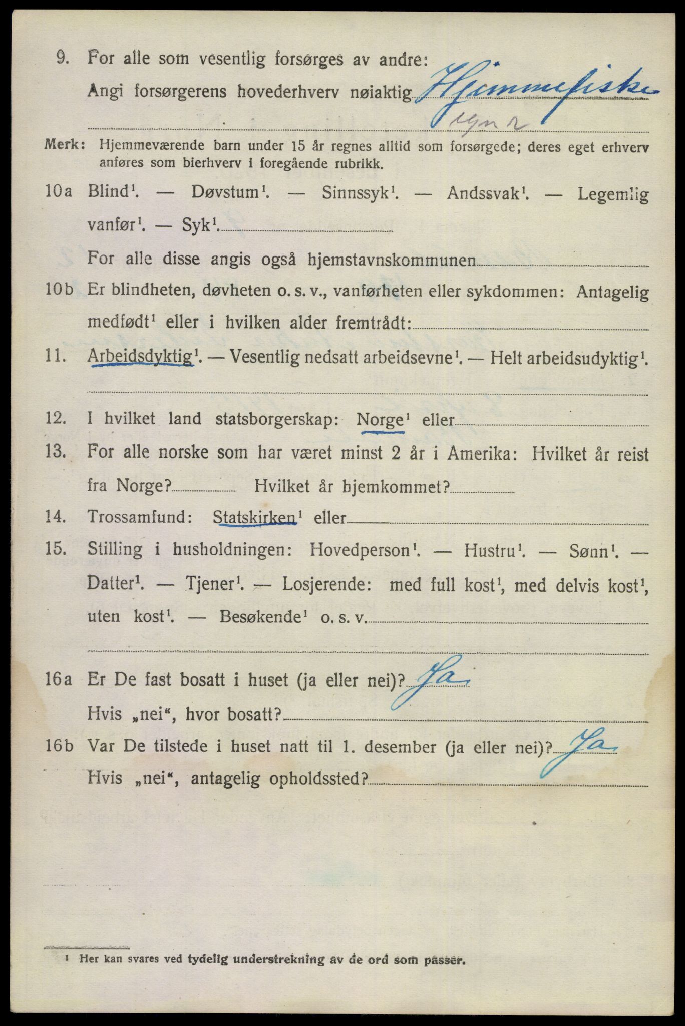 SAKO, 1920 census for Bamble, 1920, p. 9524