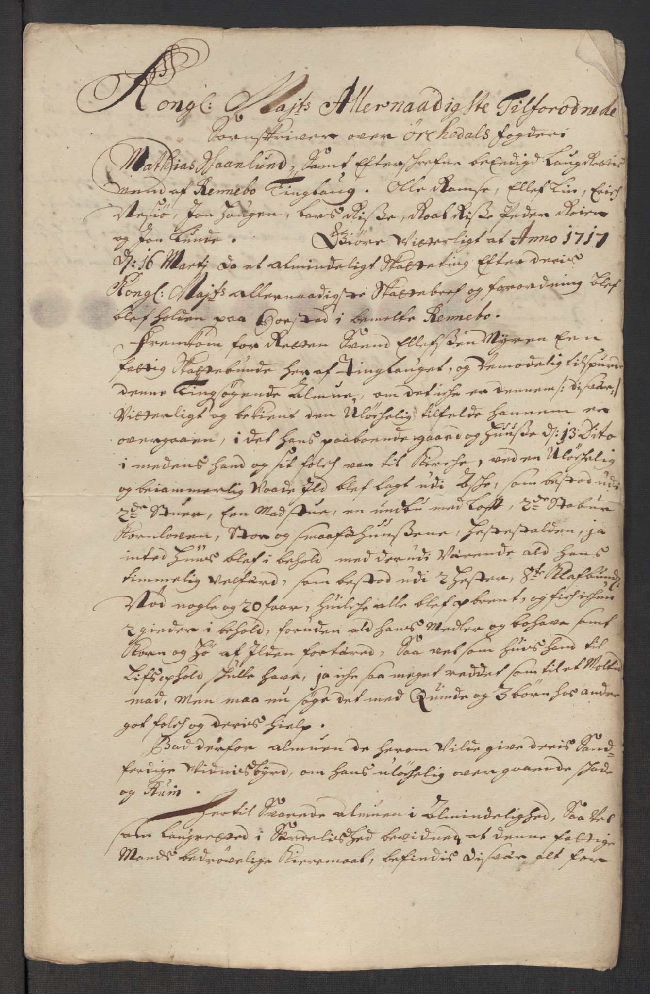 Rentekammeret inntil 1814, Reviderte regnskaper, Fogderegnskap, RA/EA-4092/R60/L3969: Fogderegnskap Orkdal og Gauldal, 1717, p. 518