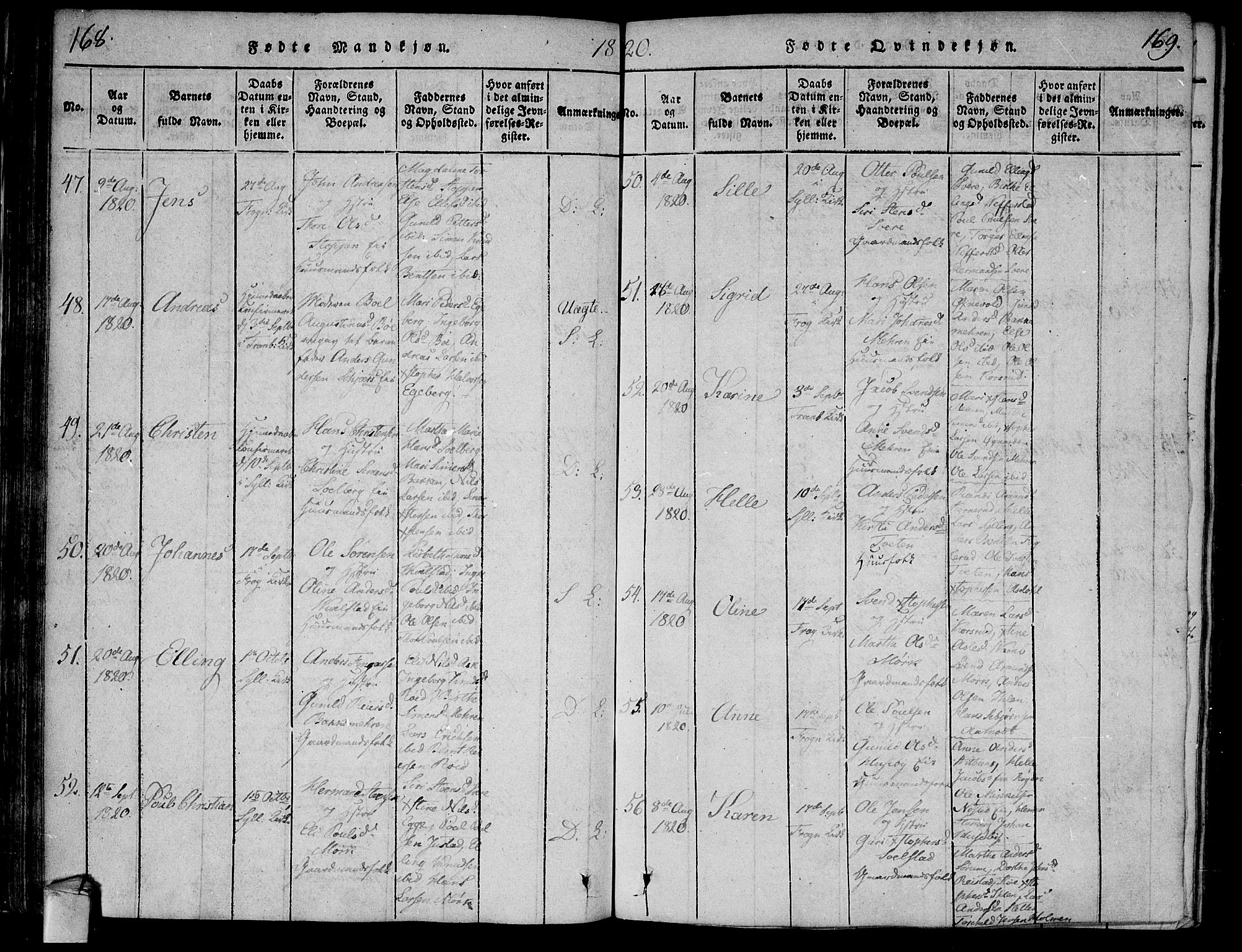 Lier kirkebøker, AV/SAKO-A-230/F/Fa/L0008: Parish register (official) no. I 8, 1813-1825, p. 168-169