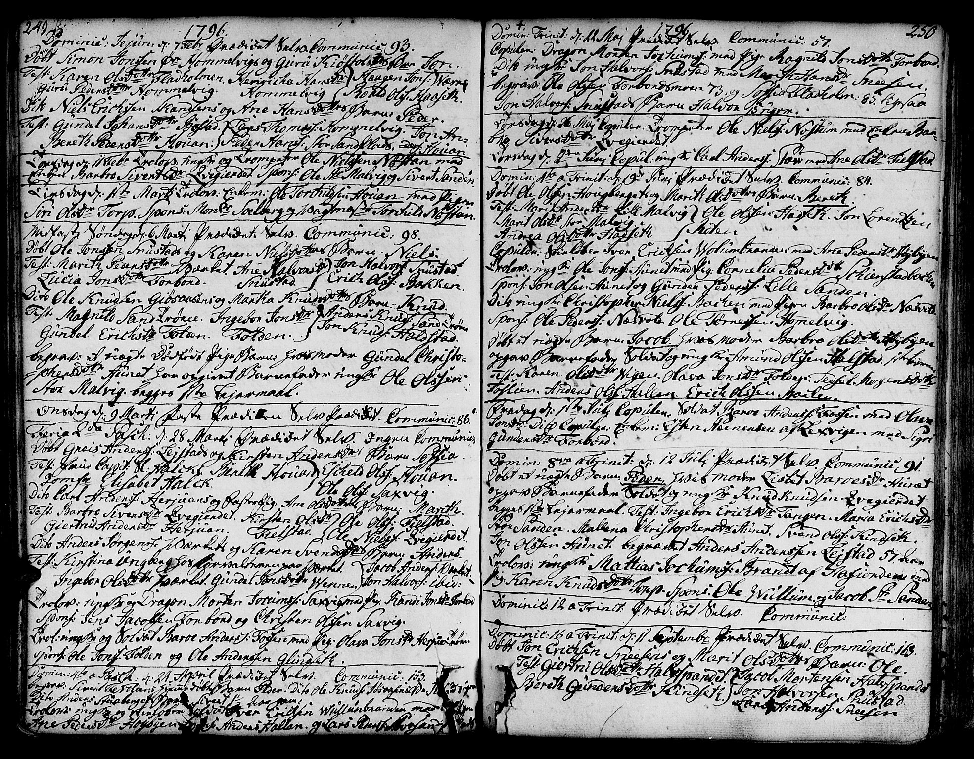 Ministerialprotokoller, klokkerbøker og fødselsregistre - Sør-Trøndelag, SAT/A-1456/606/L0281: Parish register (official) no. 606A02 /2, 1781-1817, p. 249-250