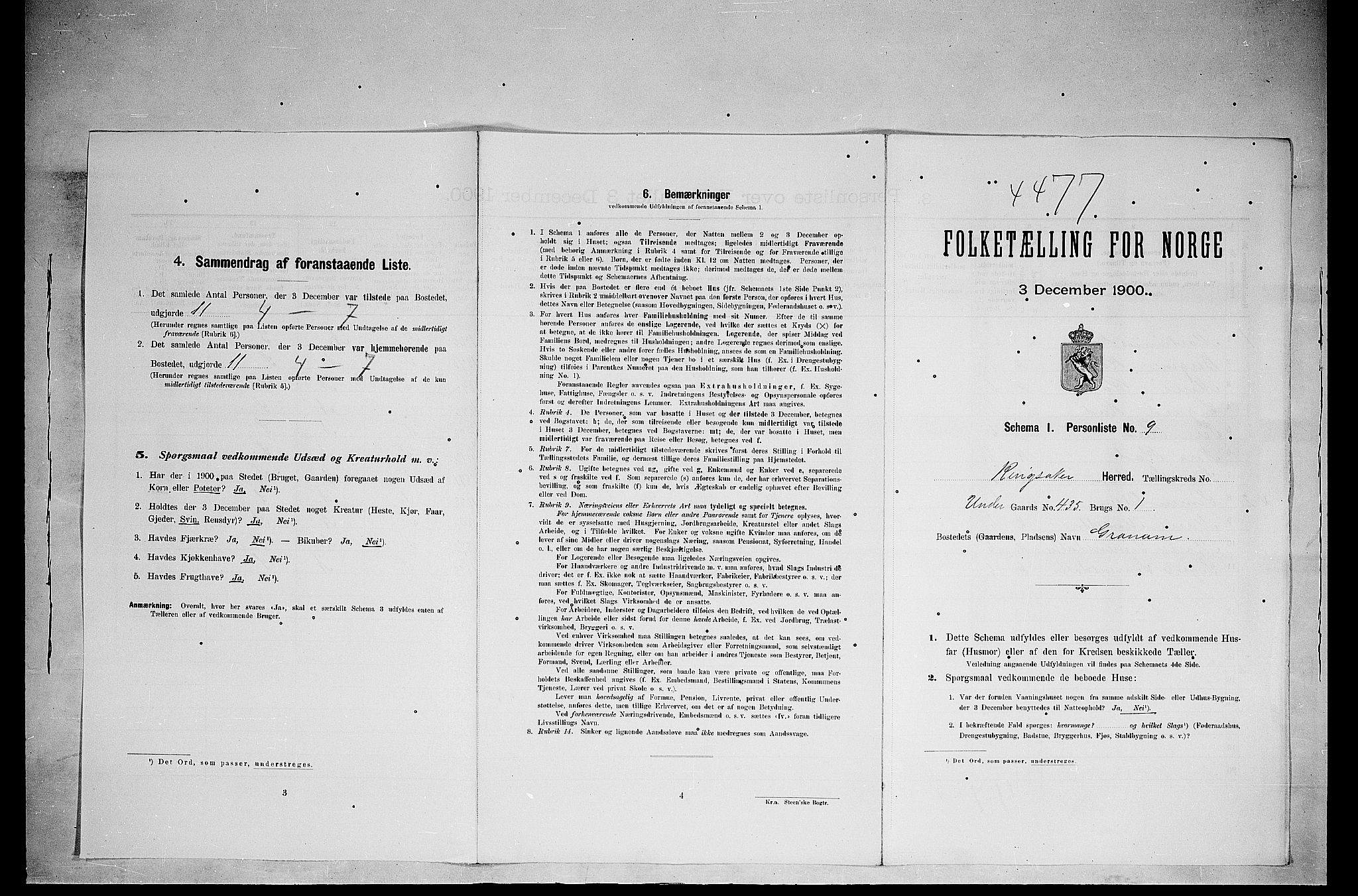 SAH, 1900 census for Ringsaker, 1900, p. 3246