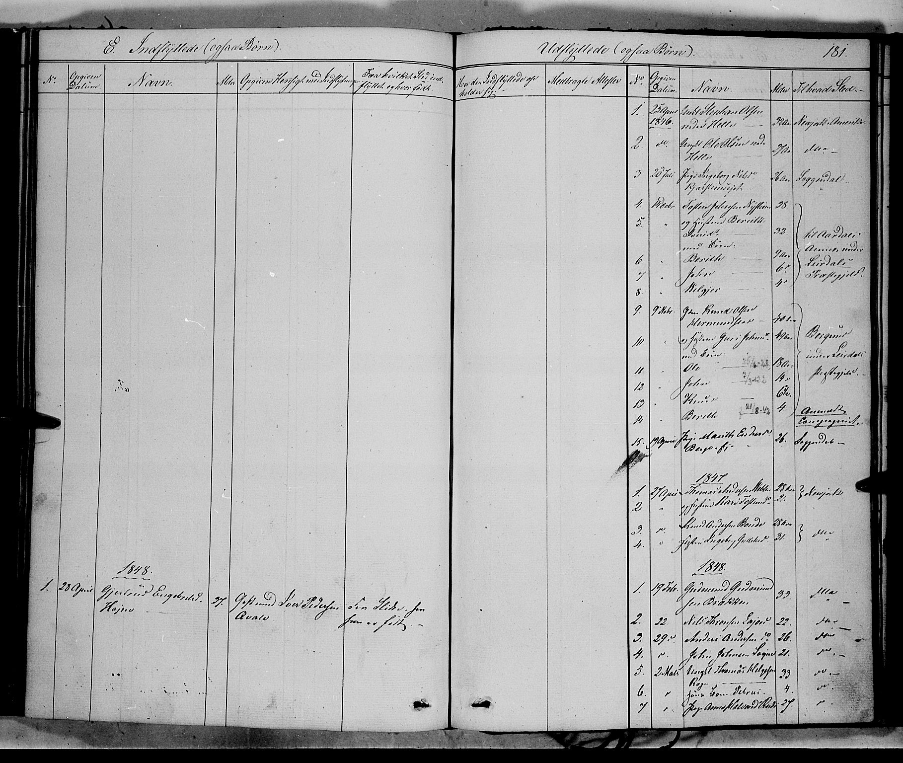 Vang prestekontor, Valdres, SAH/PREST-140/H/Ha/L0006: Parish register (official) no. 6, 1846-1864, p. 181