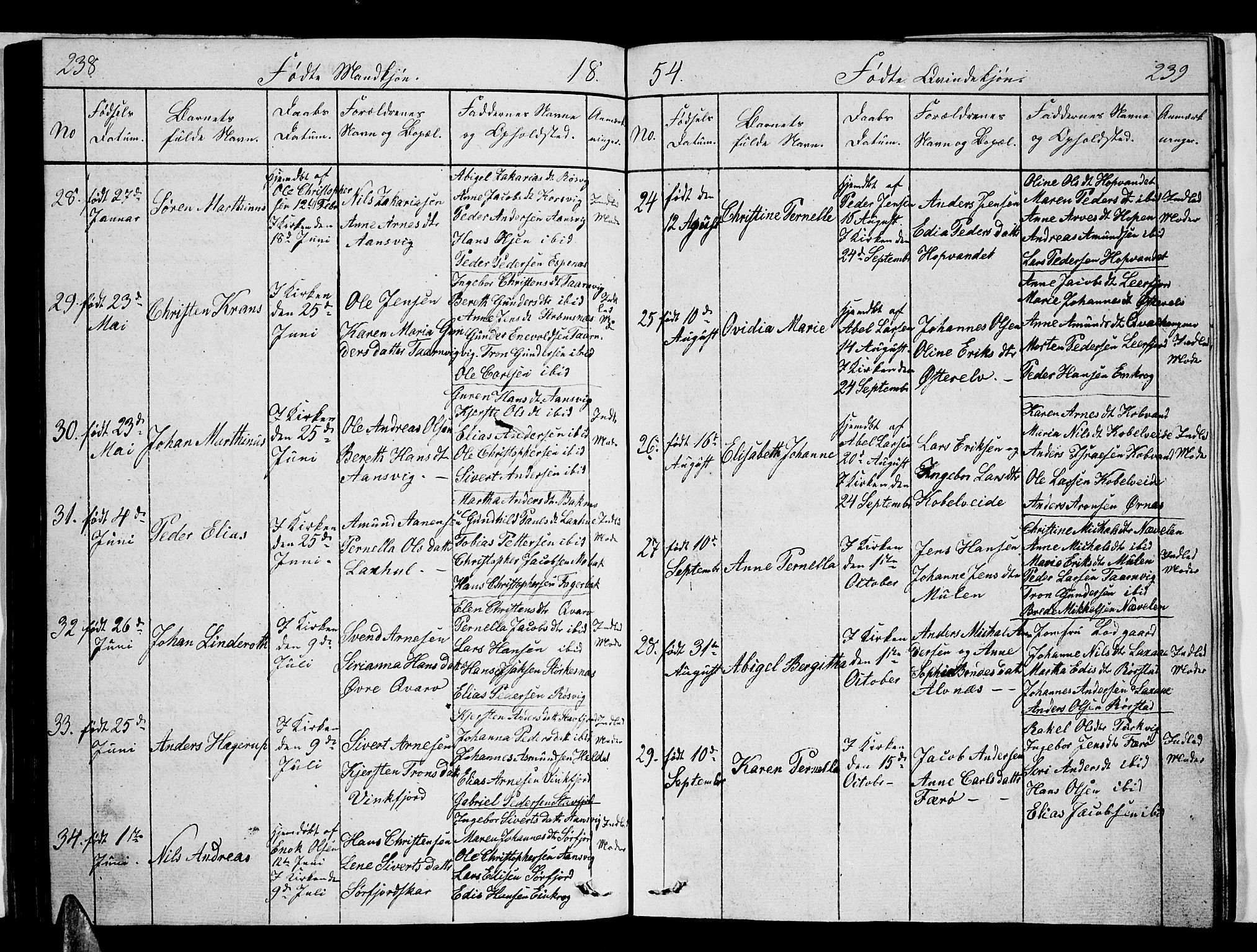 Ministerialprotokoller, klokkerbøker og fødselsregistre - Nordland, AV/SAT-A-1459/853/L0773: Parish register (copy) no. 853C01, 1821-1859, p. 238-239