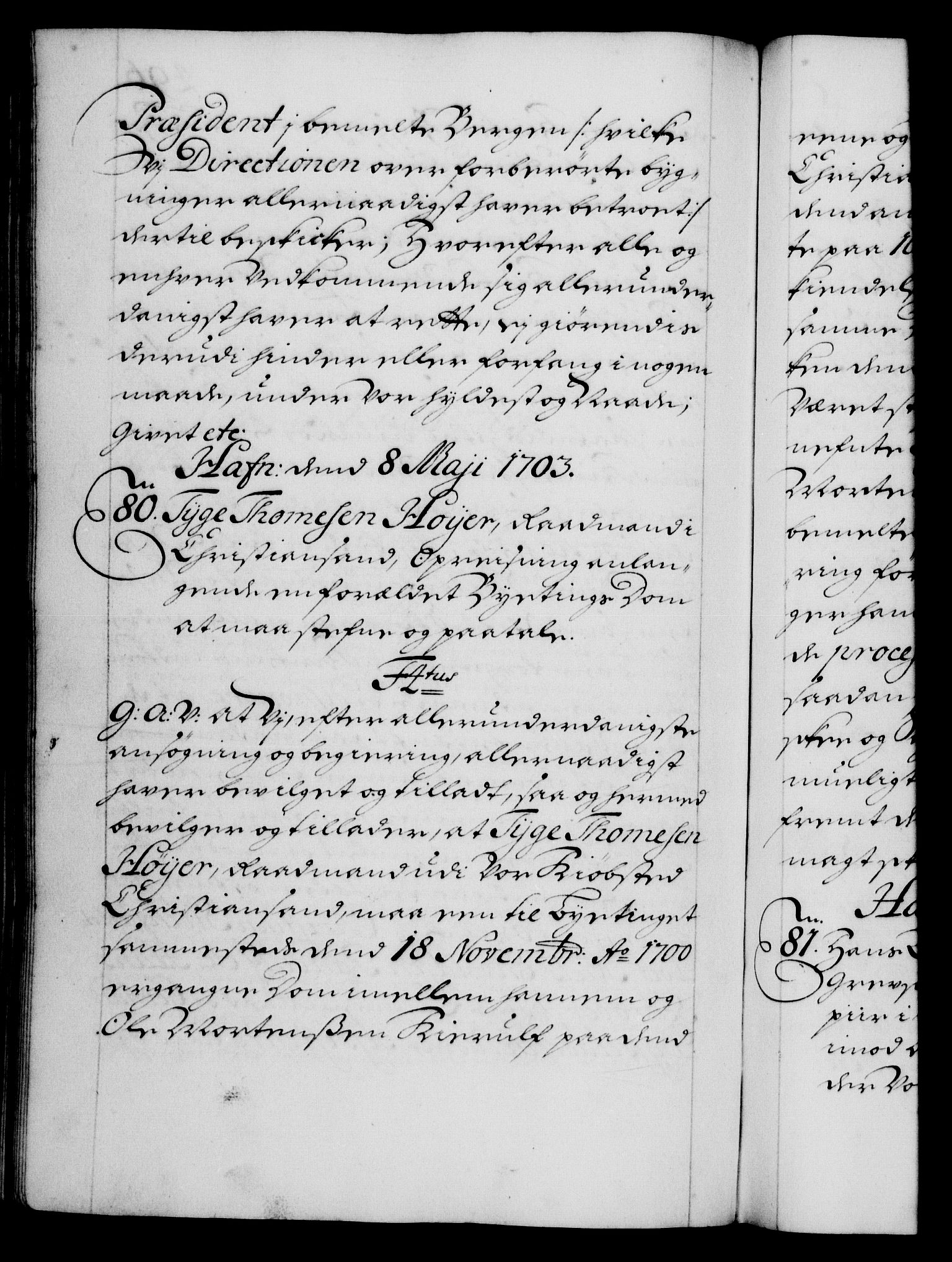 Danske Kanselli 1572-1799, AV/RA-EA-3023/F/Fc/Fca/Fcaa/L0018: Norske registre, 1699-1703, p. 496b