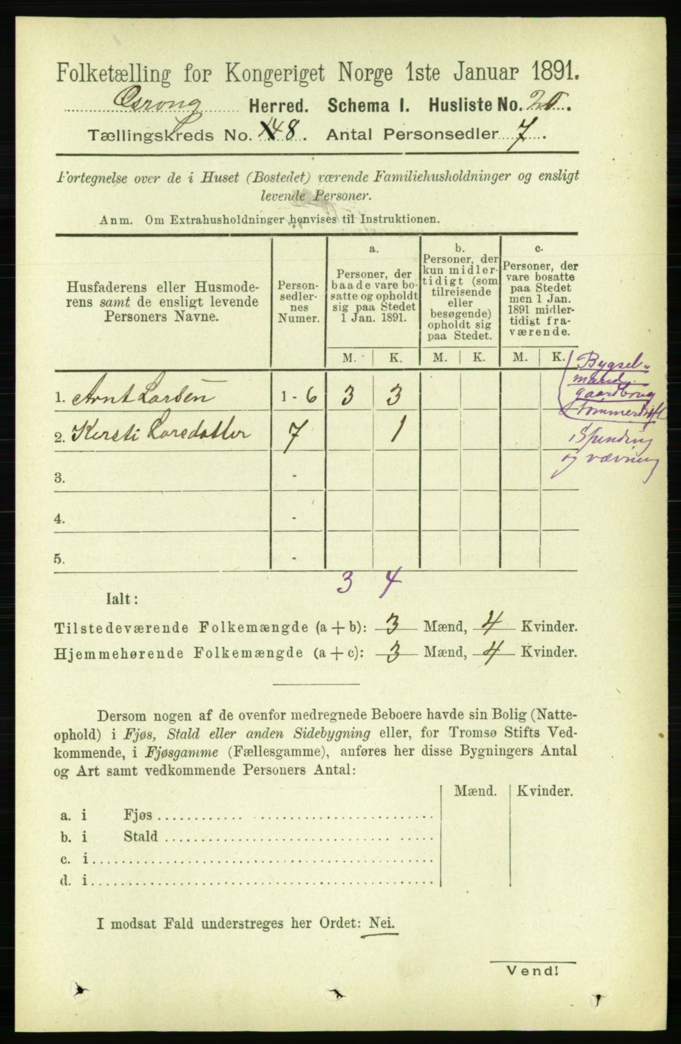 RA, 1891 census for 1742 Grong, 1891, p. 2814