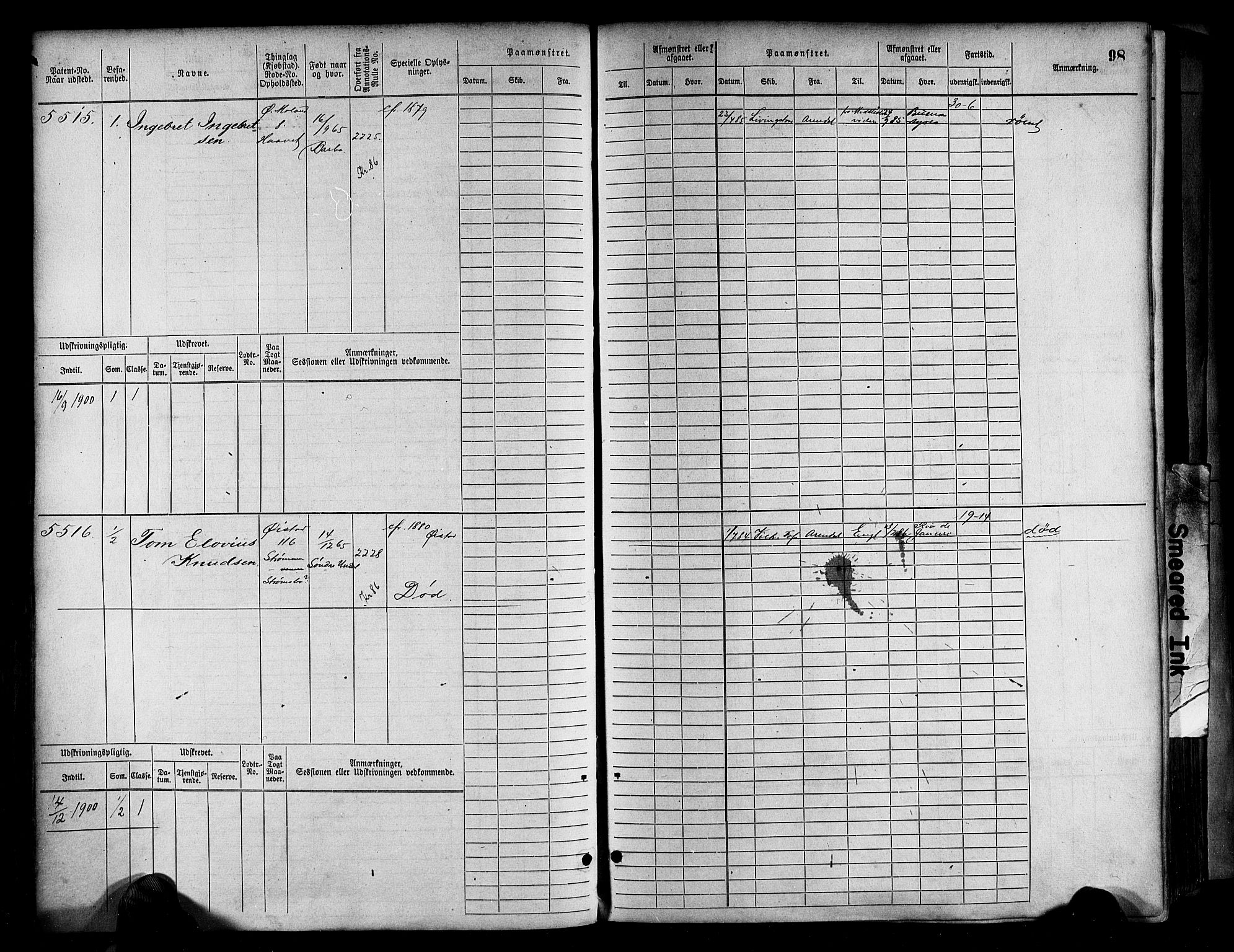 Arendal mønstringskrets, AV/SAK-2031-0012/F/Fb/L0017: Hovedrulle A nr 5323-6076, S-15, 1884-1892, p. 99