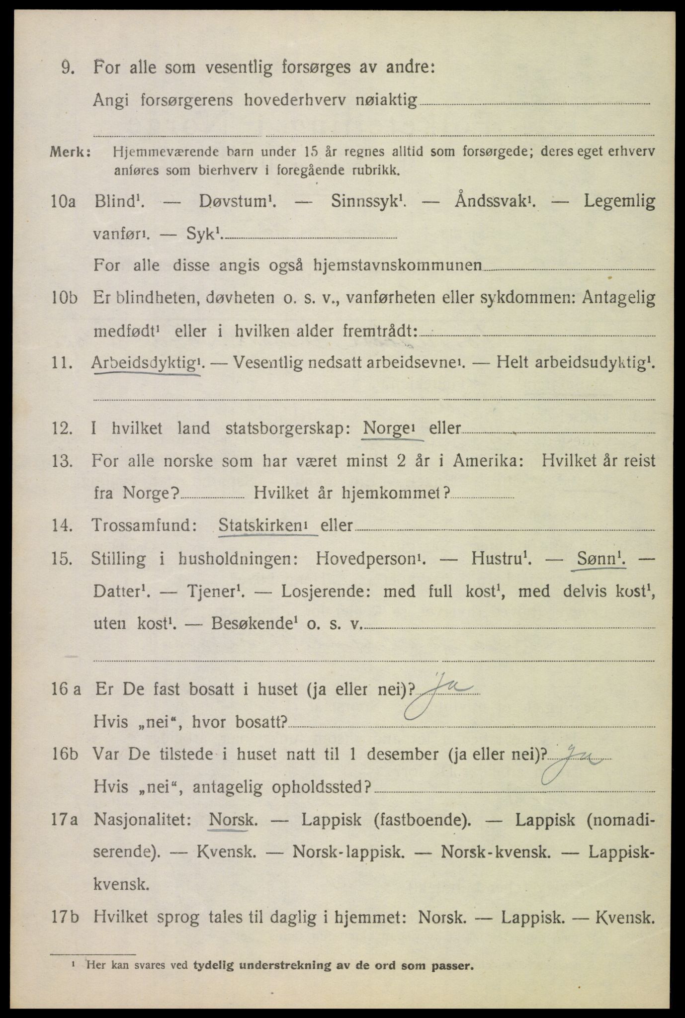 SAT, 1920 census for Ankenes, 1920, p. 3438