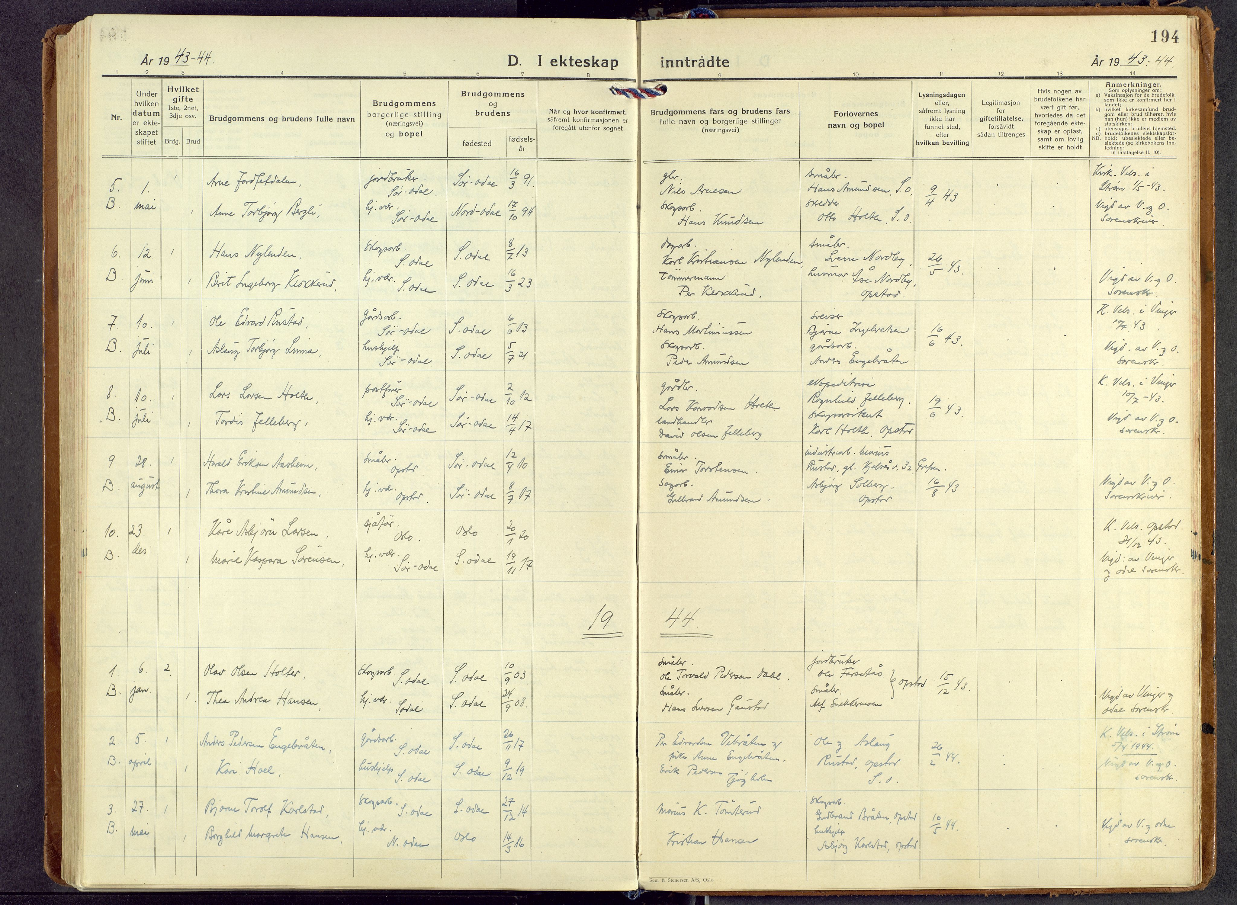 Sør-Odal prestekontor, AV/SAH-PREST-030/H/Ha/Haa/L0017: Parish register (official) no. 17, 1927-1980, p. 194