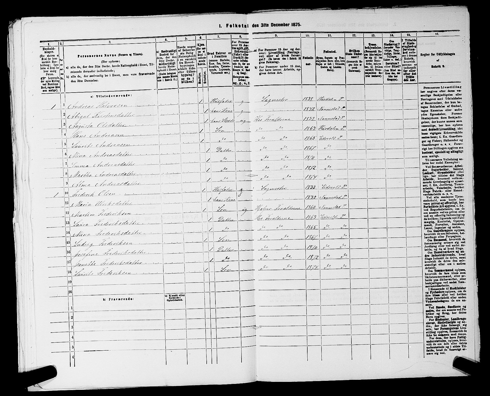 RA, 1875 census for 0237P Eidsvoll, 1875, p. 2486