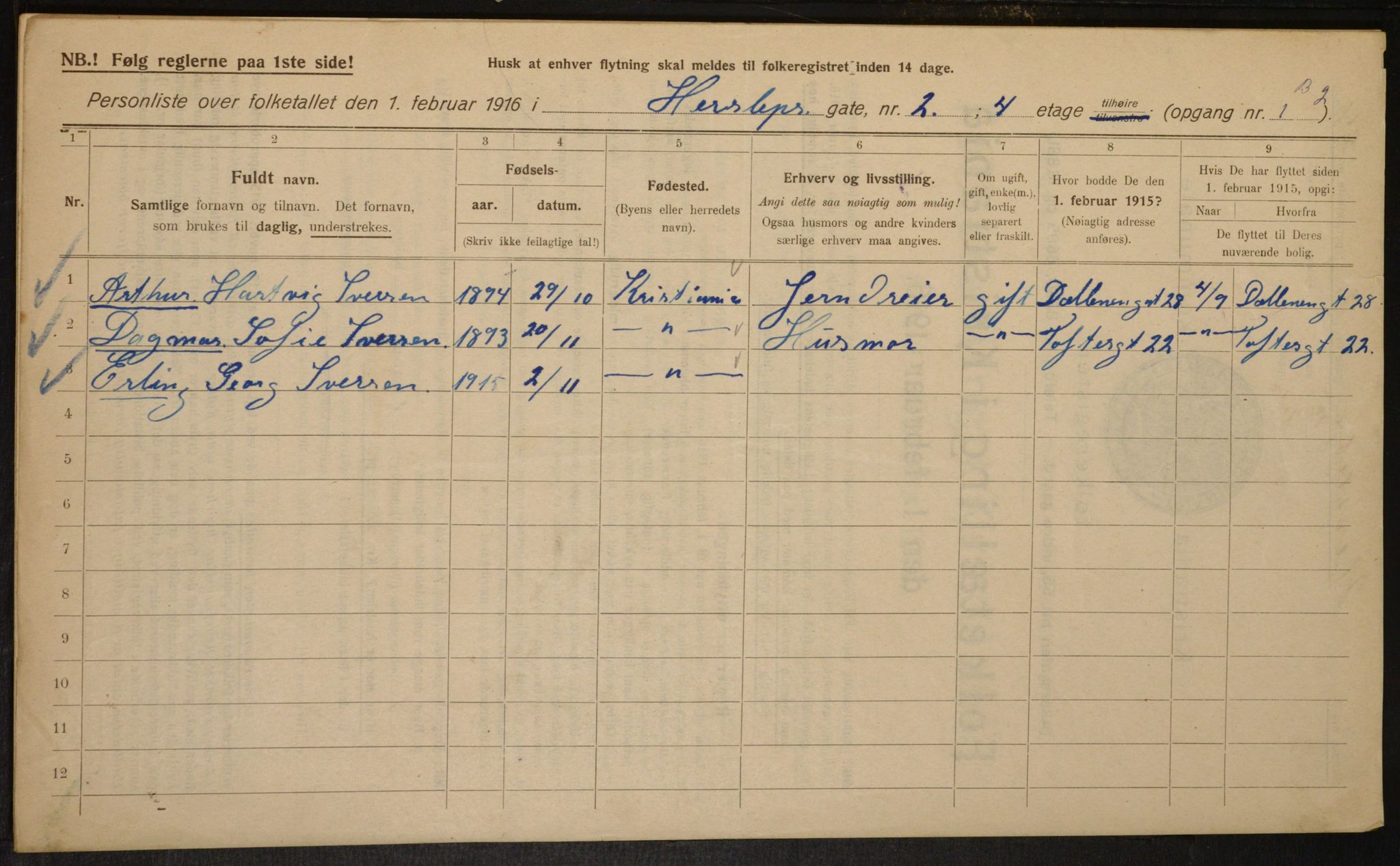 OBA, Municipal Census 1916 for Kristiania, 1916, p. 39681