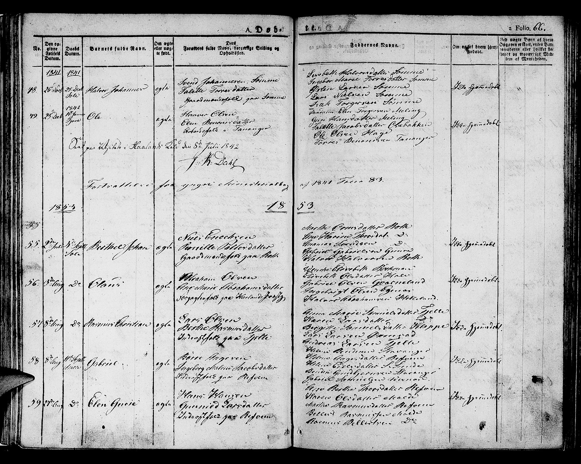 Håland sokneprestkontor, SAST/A-101802/001/30BA/L0005: Parish register (official) no. A 5, 1829-1841, p. 66
