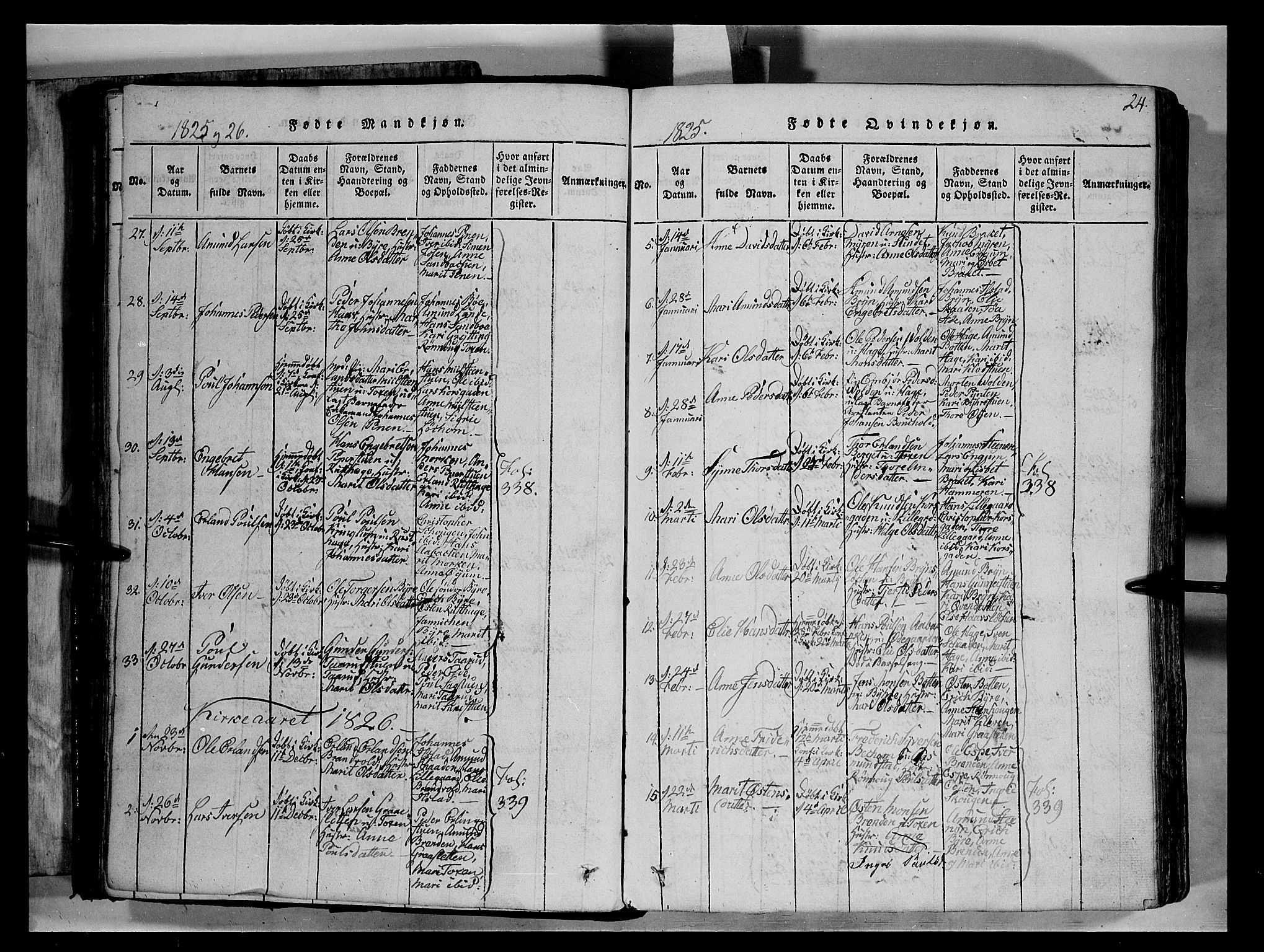 Fron prestekontor, SAH/PREST-078/H/Ha/Hab/L0004: Parish register (copy) no. 4, 1816-1850, p. 24