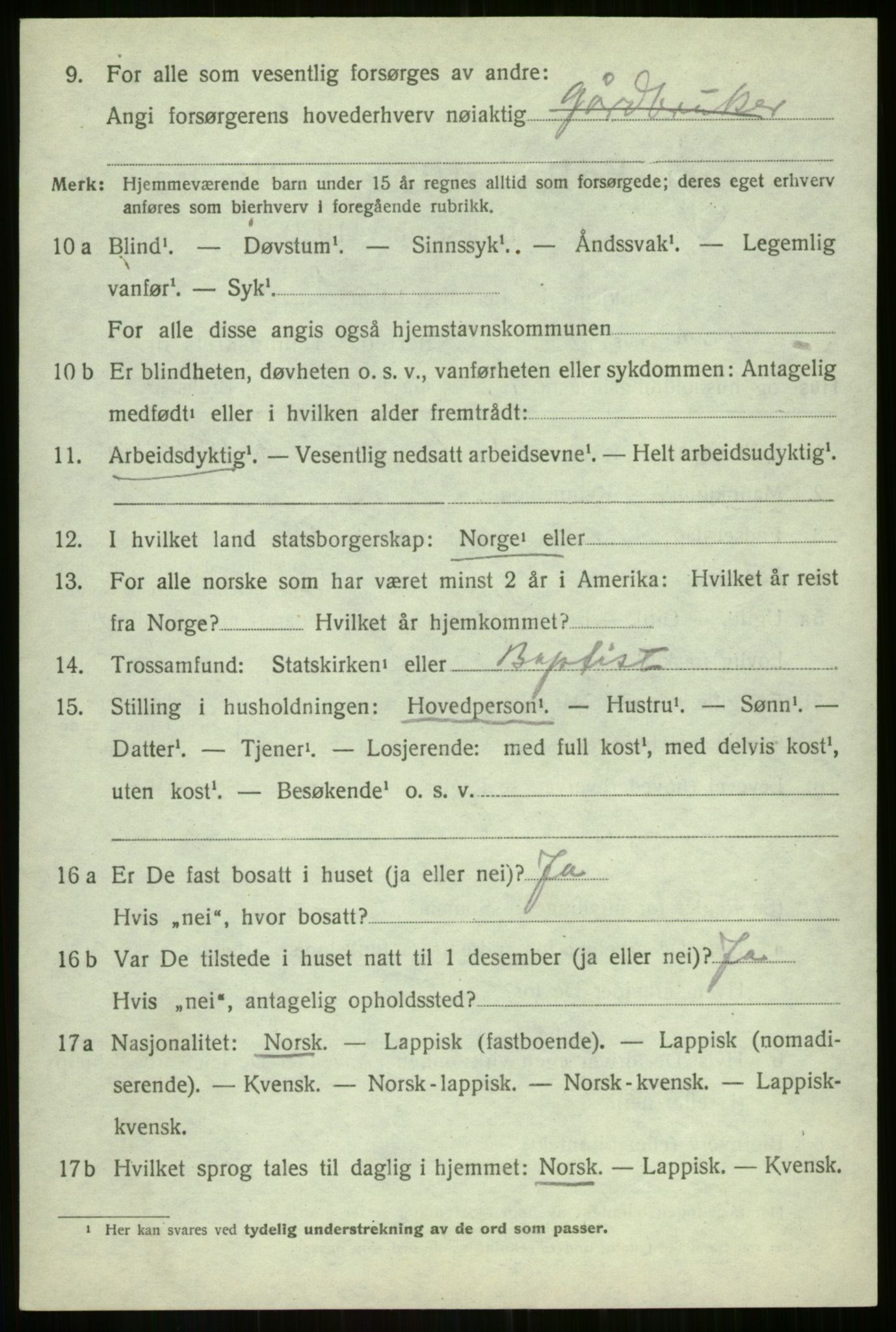 SATØ, 1920 census for Balsfjord, 1920, p. 3311