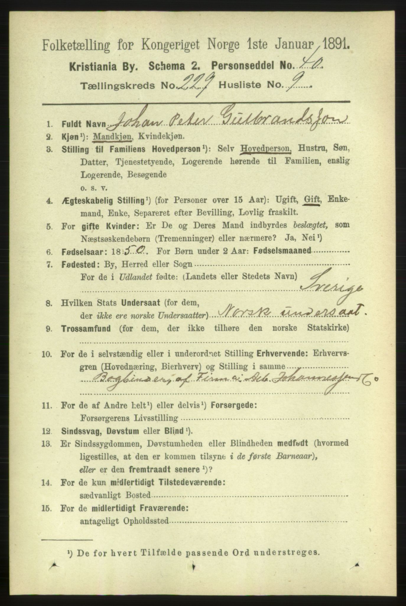 RA, 1891 census for 0301 Kristiania, 1891, p. 140711