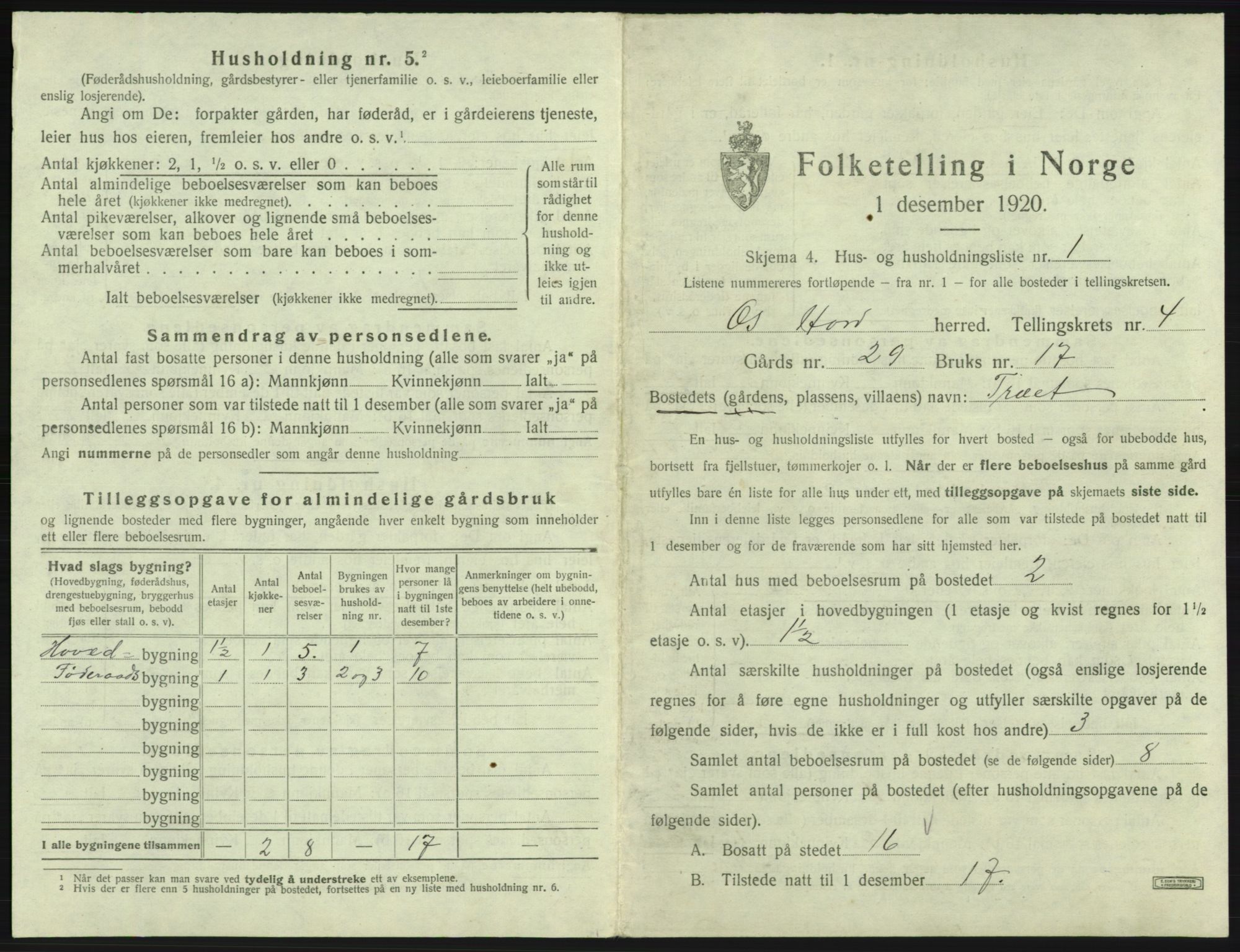 SAB, 1920 census for Os, 1920, p. 321