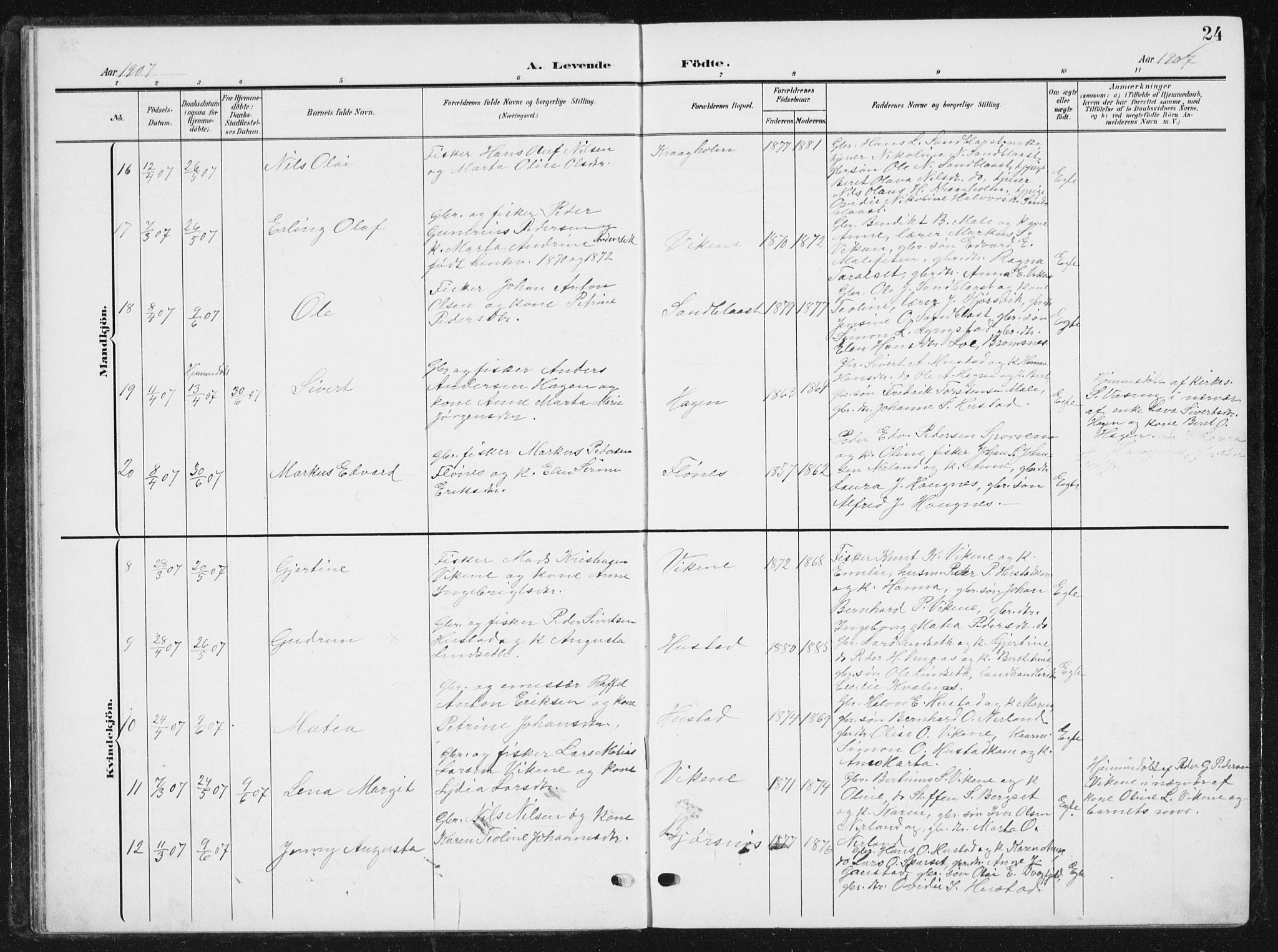 Ministerialprotokoller, klokkerbøker og fødselsregistre - Møre og Romsdal, AV/SAT-A-1454/567/L0784: Parish register (copy) no. 567C04, 1903-1938, p. 24