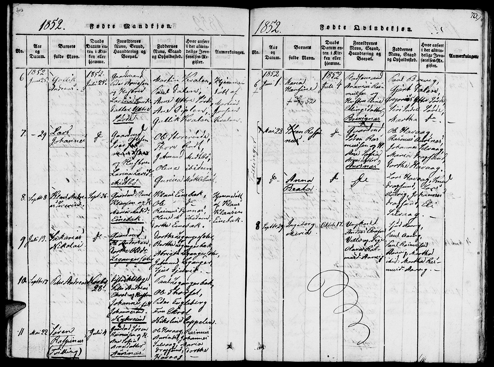 Ministerialprotokoller, klokkerbøker og fødselsregistre - Møre og Romsdal, AV/SAT-A-1454/504/L0054: Parish register (official) no. 504A01, 1816-1861, p. 70