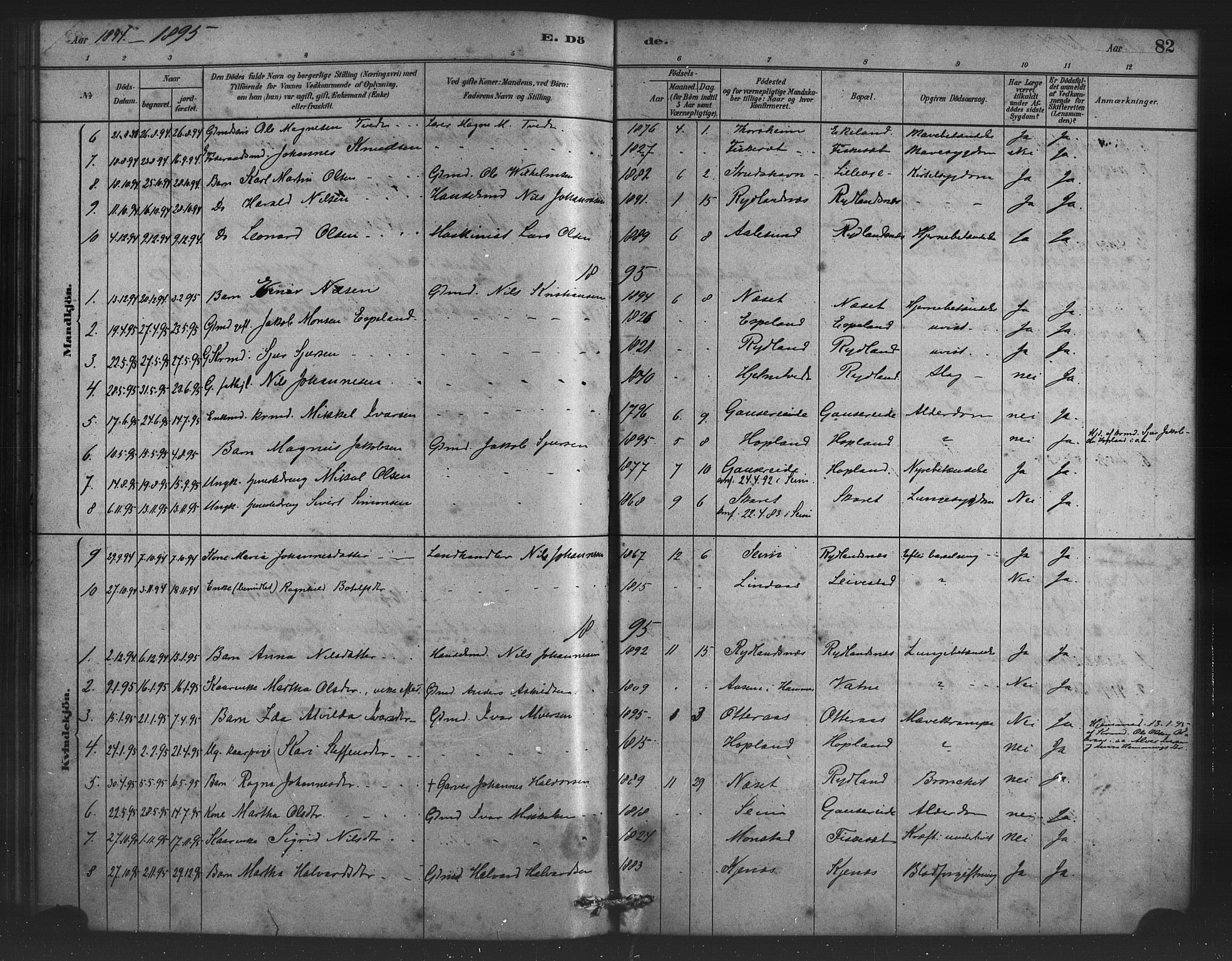 Alversund Sokneprestembete, SAB/A-73901/H/Ha/Haa/Haad/L0001: Parish register (official) no. D 1, 1880-1898, p. 82