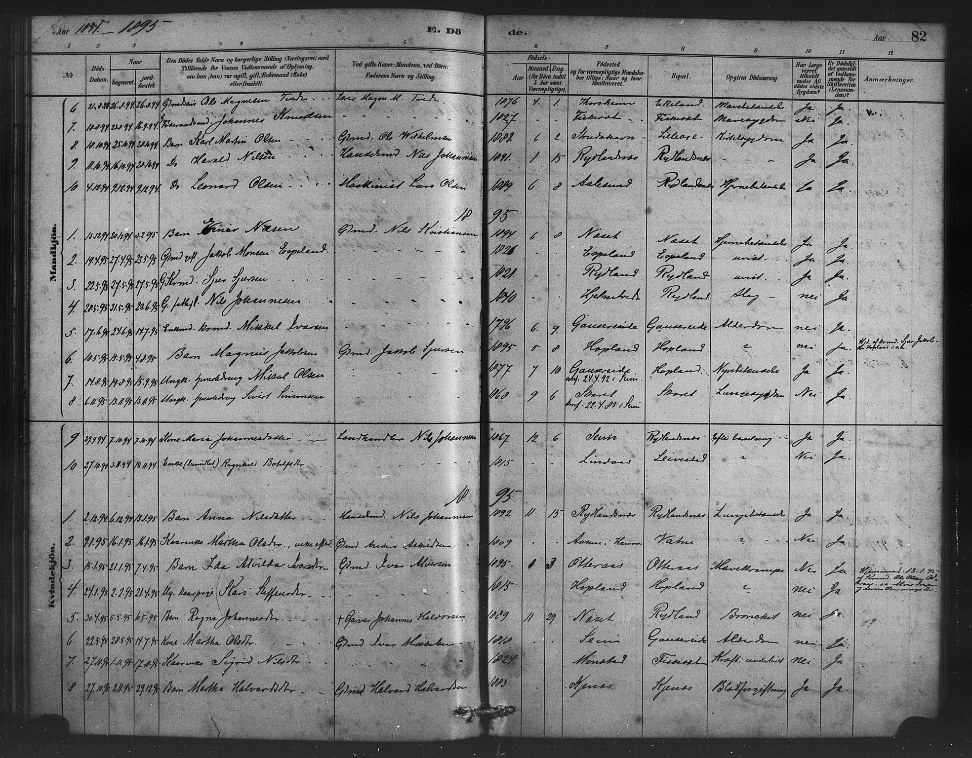 Alversund Sokneprestembete, AV/SAB-A-73901/H/Ha/Haa/Haad/L0001: Parish register (official) no. D 1, 1880-1898, p. 82