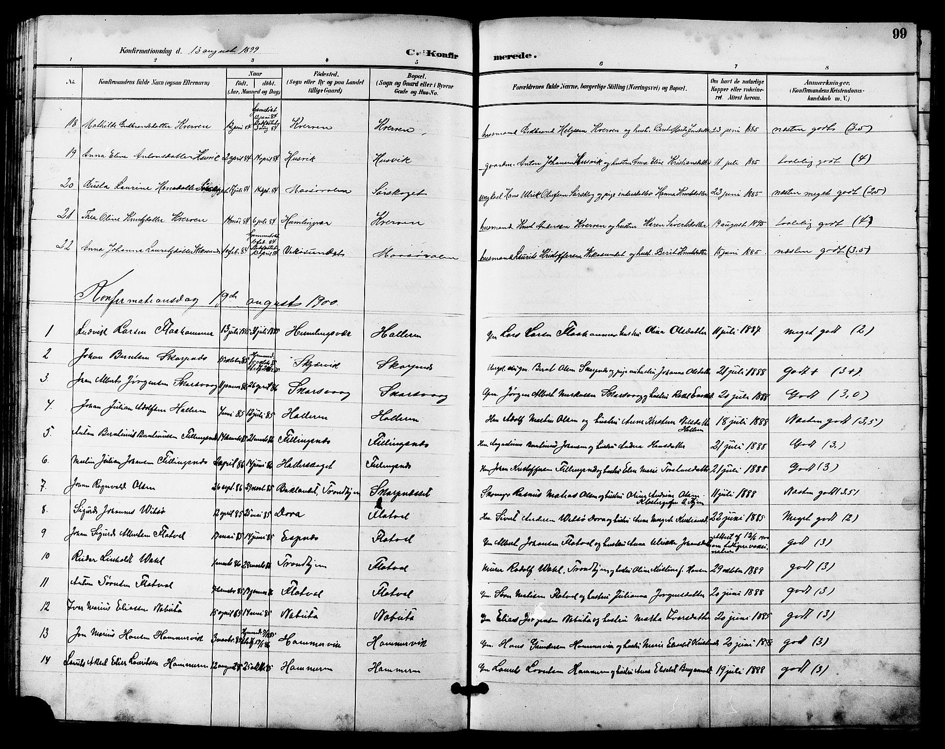 Ministerialprotokoller, klokkerbøker og fødselsregistre - Sør-Trøndelag, SAT/A-1456/641/L0598: Parish register (copy) no. 641C02, 1893-1910, p. 99