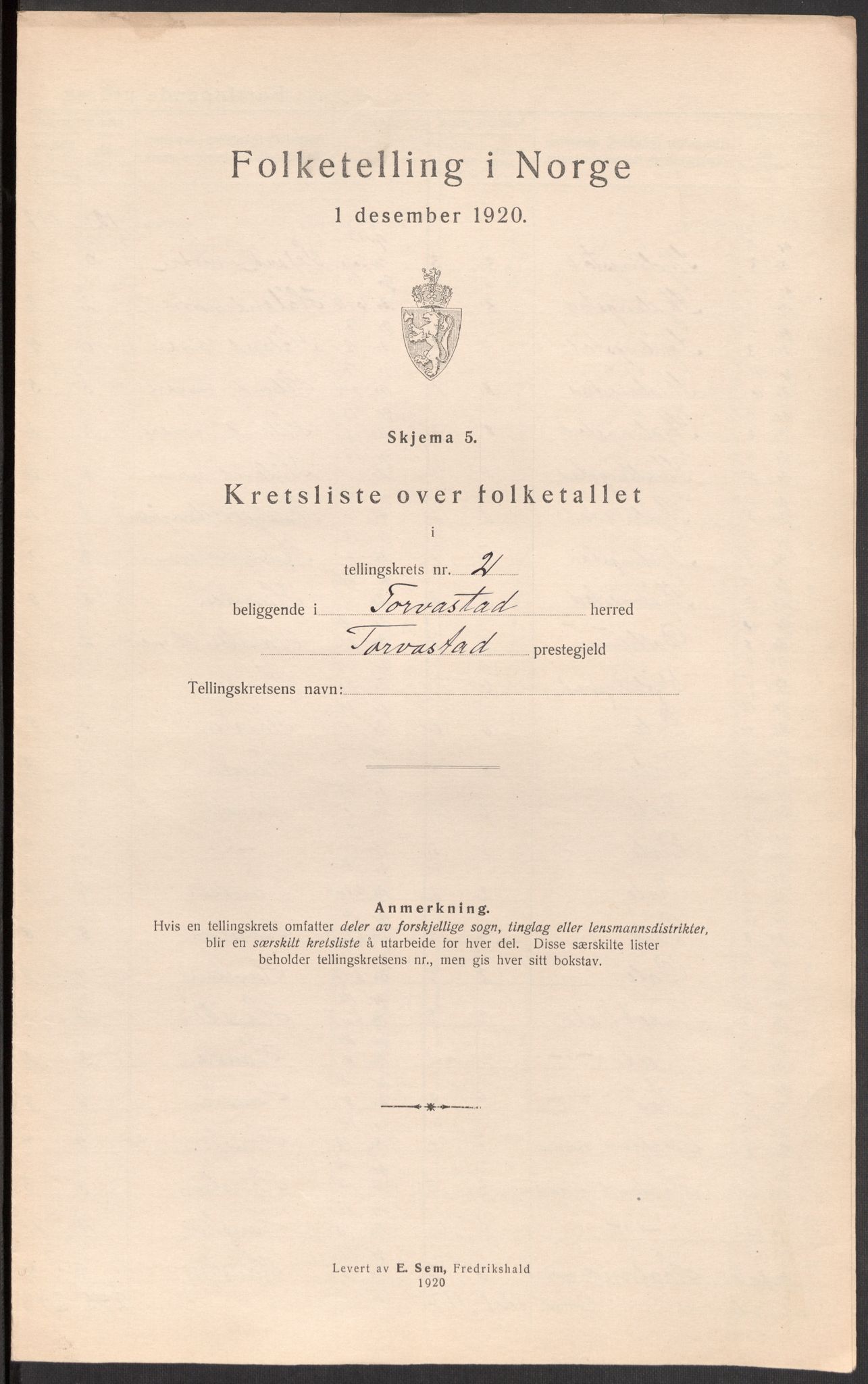 SAST, 1920 census for Torvastad, 1920, p. 39