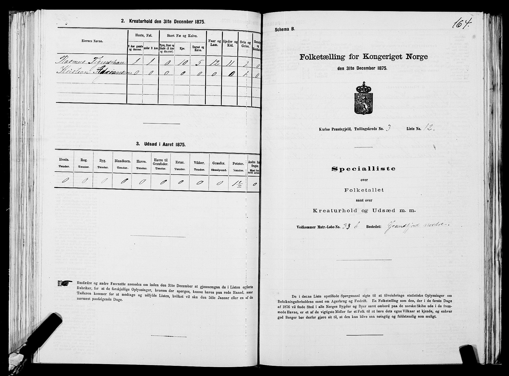 SATØ, 1875 census for 1936P Karlsøy, 1875, p. 2164