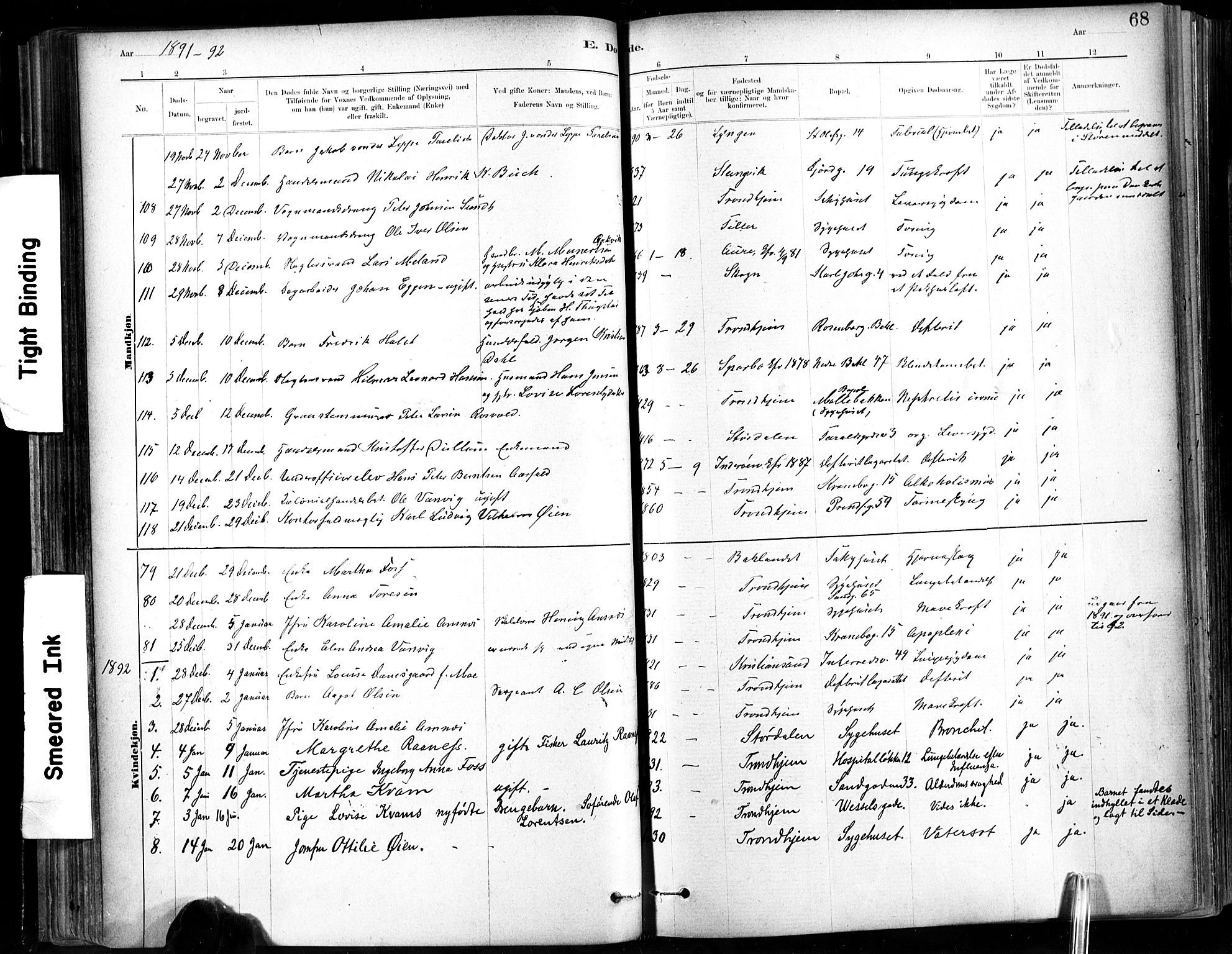 Ministerialprotokoller, klokkerbøker og fødselsregistre - Sør-Trøndelag, SAT/A-1456/602/L0120: Parish register (official) no. 602A18, 1880-1913, p. 68