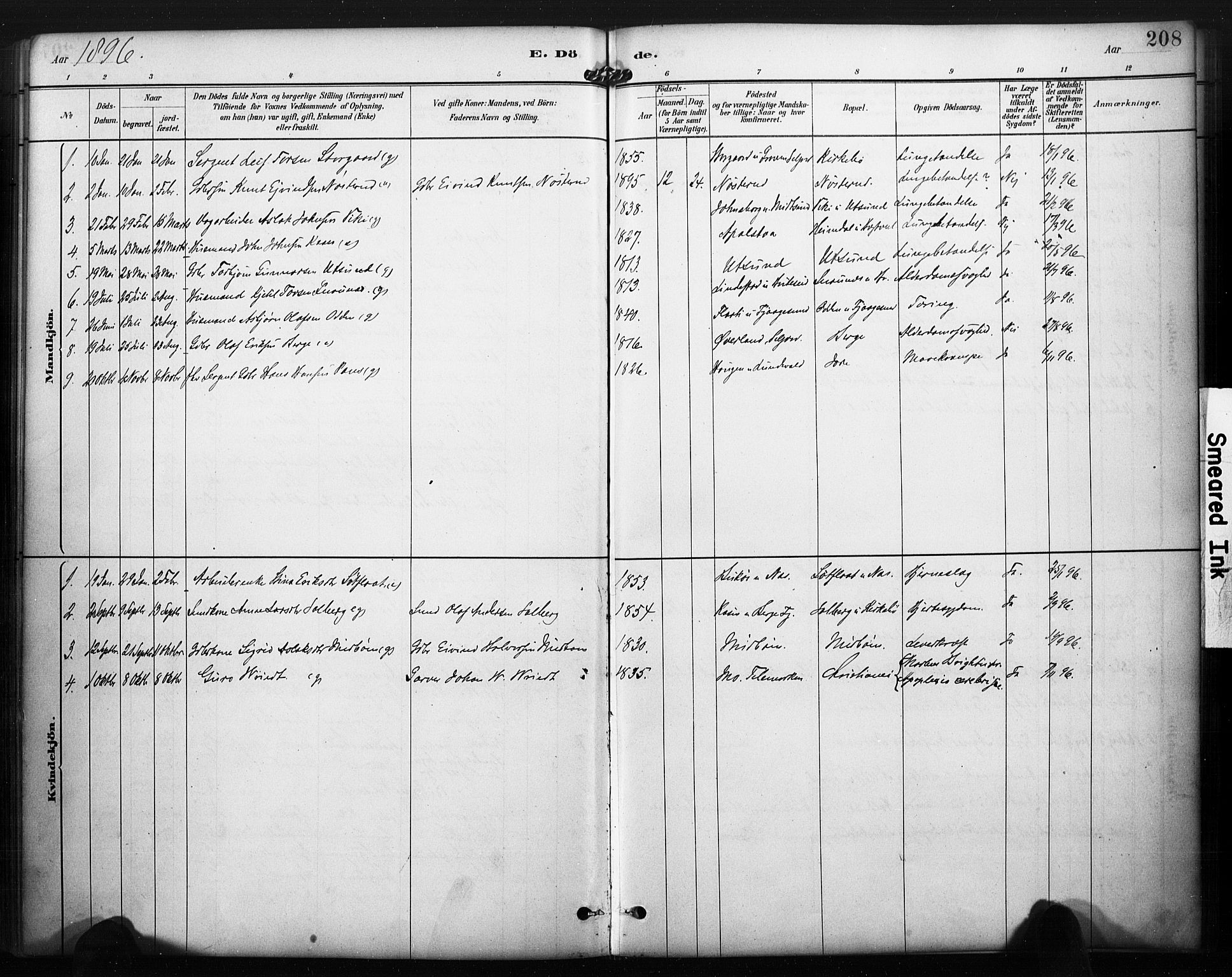 Kviteseid kirkebøker, SAKO/A-276/F/Fa/L0008: Parish register (official) no. I 8, 1882-1903, p. 208