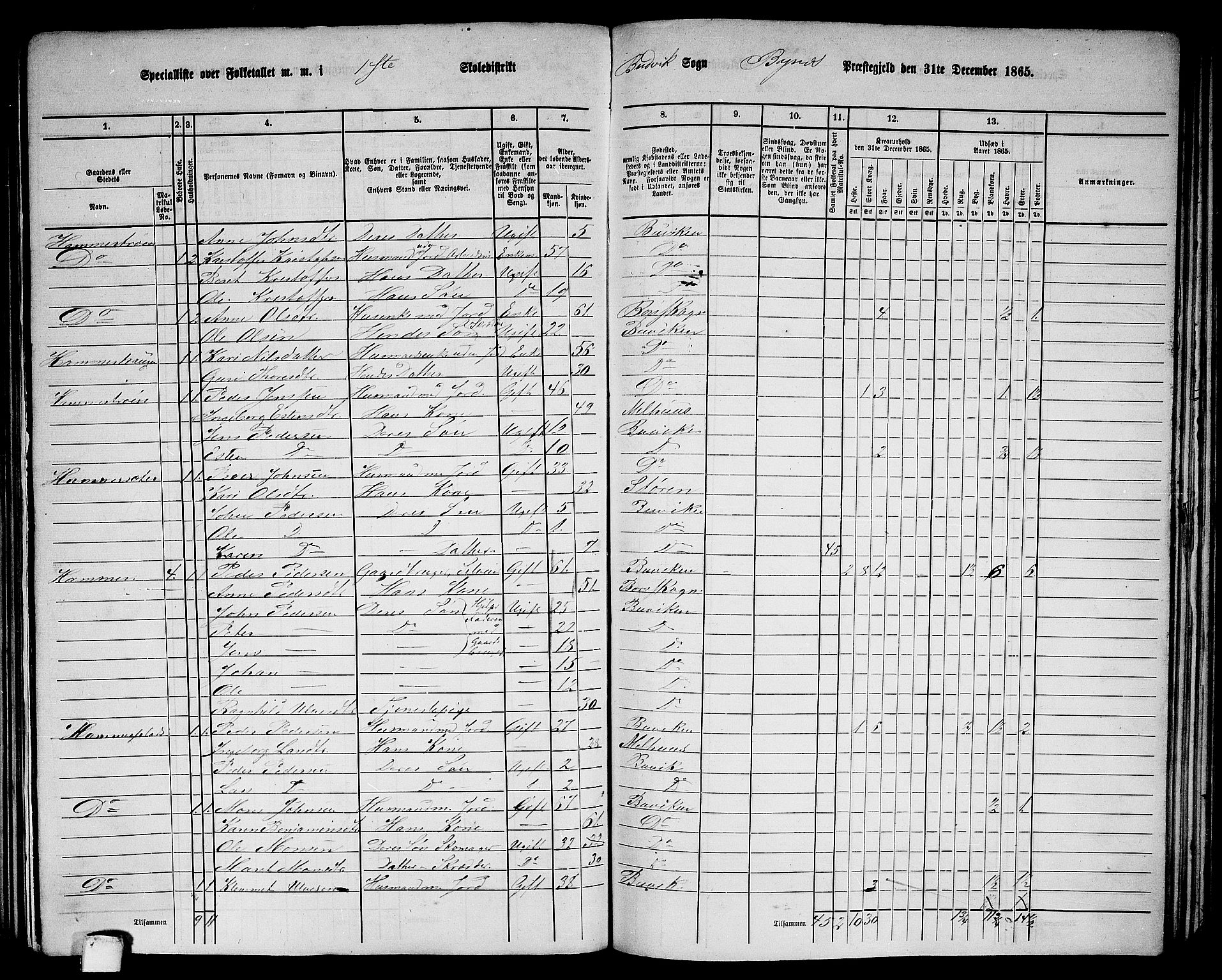 RA, 1865 census for Byneset, 1865, p. 23