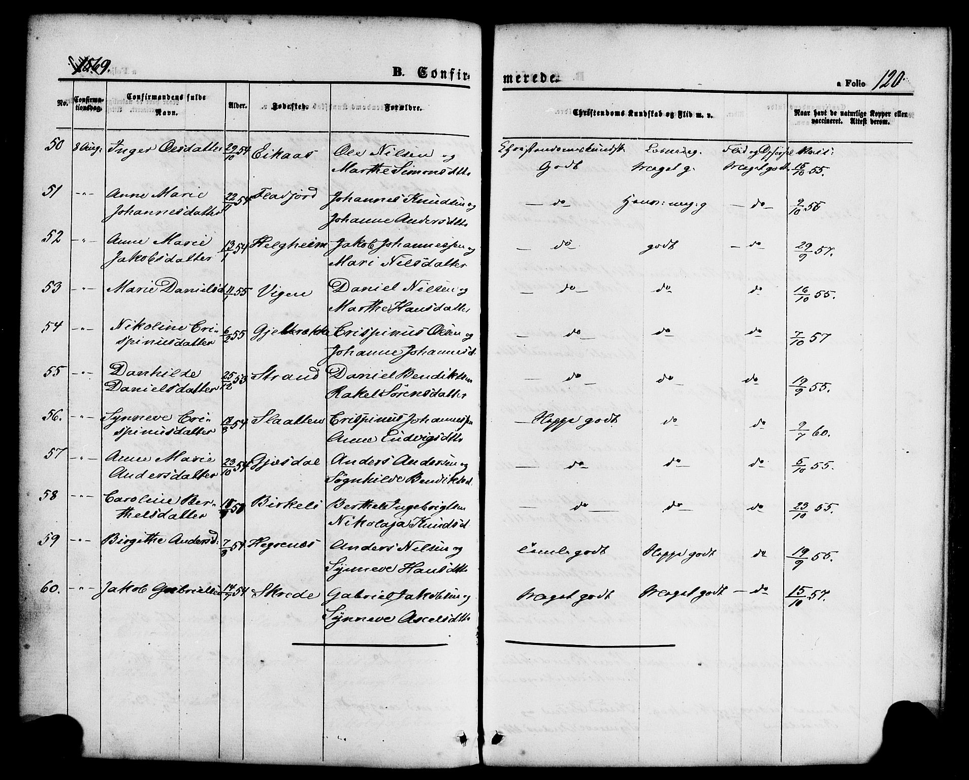 Jølster sokneprestembete, SAB/A-80701/H/Haa/Haaa/L0011: Parish register (official) no. A 11, 1866-1881, p. 120
