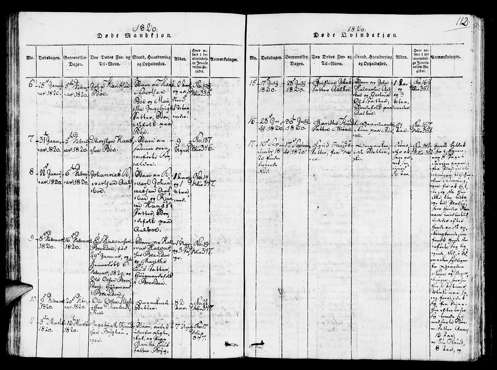 Ministerialprotokoller, klokkerbøker og fødselsregistre - Sør-Trøndelag, SAT/A-1456/678/L0895: Parish register (official) no. 678A05 /1, 1816-1821, p. 112