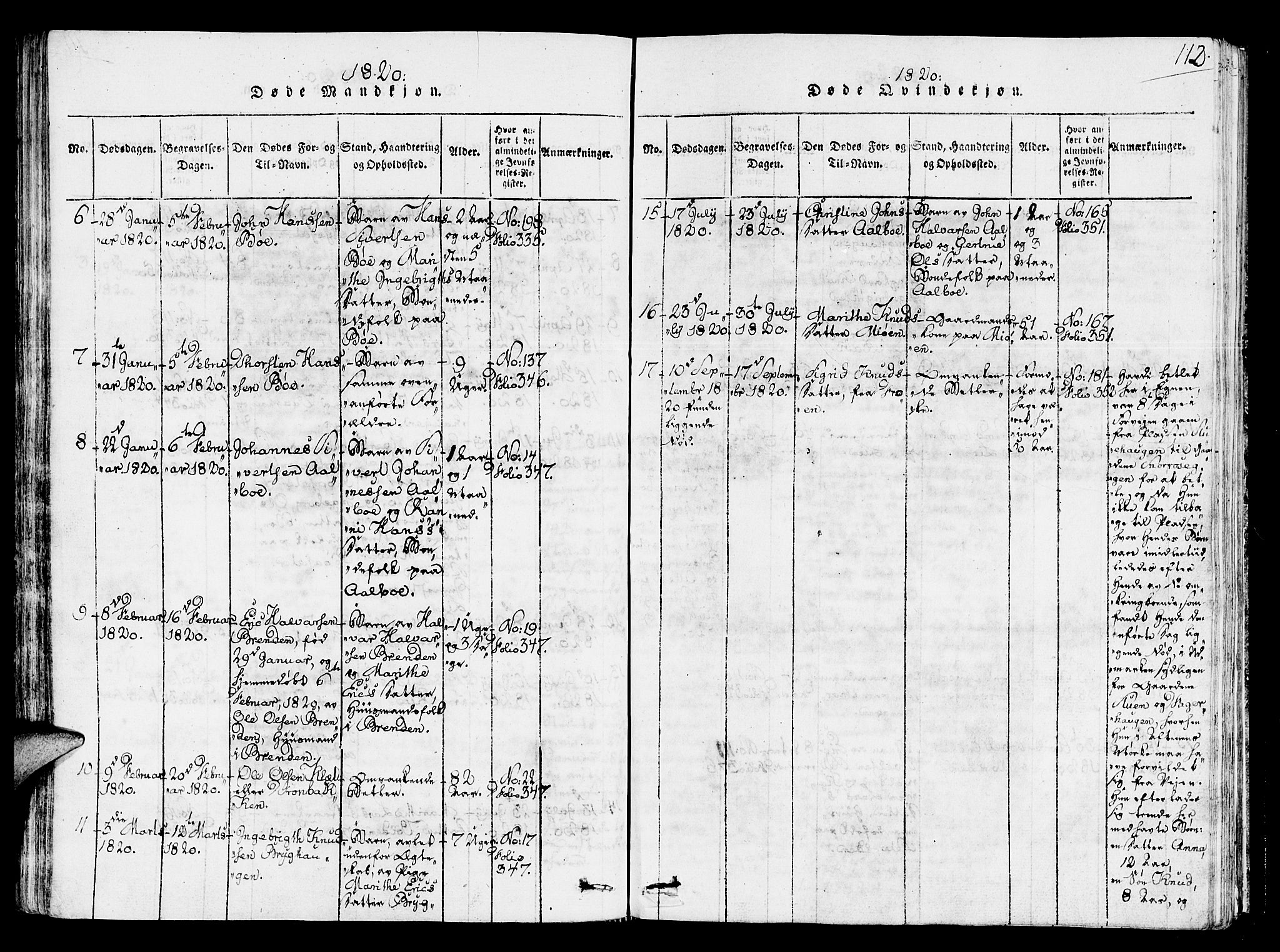 Ministerialprotokoller, klokkerbøker og fødselsregistre - Sør-Trøndelag, AV/SAT-A-1456/678/L0895: Parish register (official) no. 678A05 /1, 1816-1821, p. 112