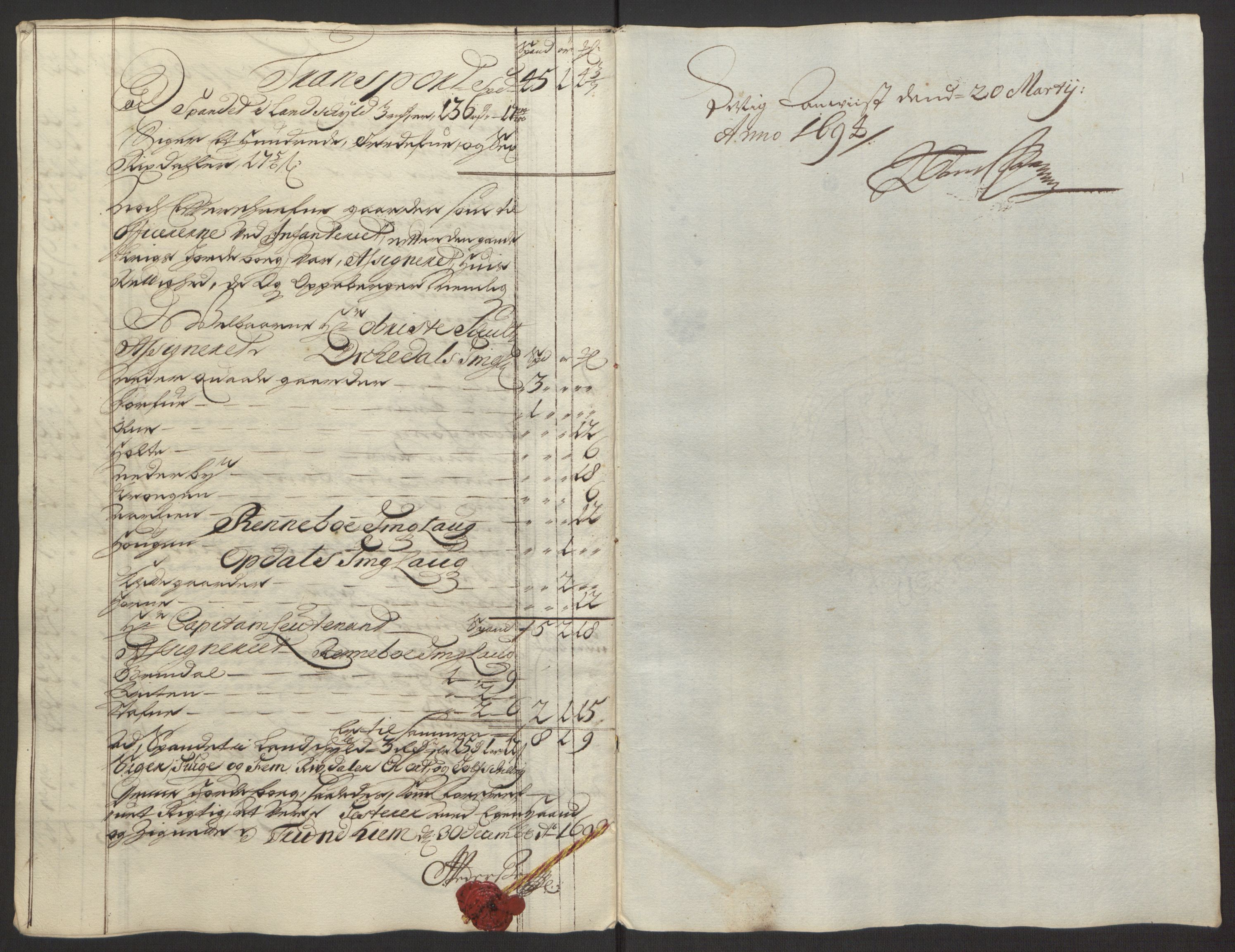 Rentekammeret inntil 1814, Reviderte regnskaper, Fogderegnskap, AV/RA-EA-4092/R58/L3938: Fogderegnskap Orkdal, 1693, p. 131