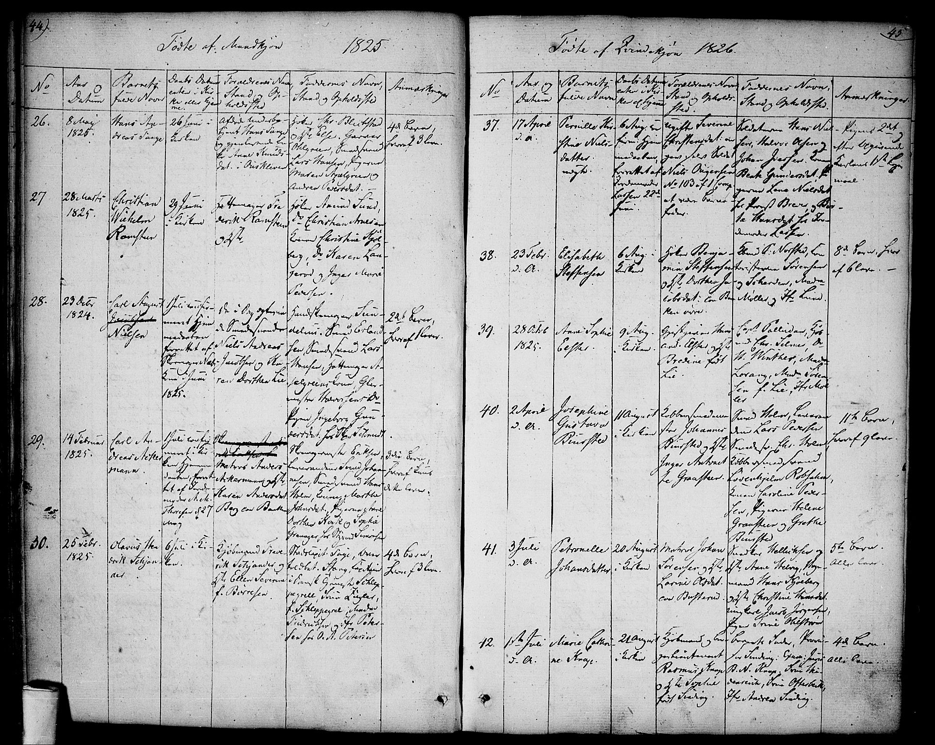 Halden prestekontor Kirkebøker, SAO/A-10909/F/Fa/L0004: Parish register (official) no. I 4, 1823-1834, p. 44-45