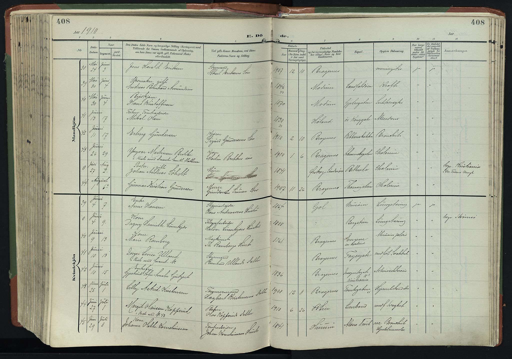 Bragernes kirkebøker, AV/SAKO-A-6/F/Fb/L0009: Parish register (official) no. II 9, 1902-1911, p. 408