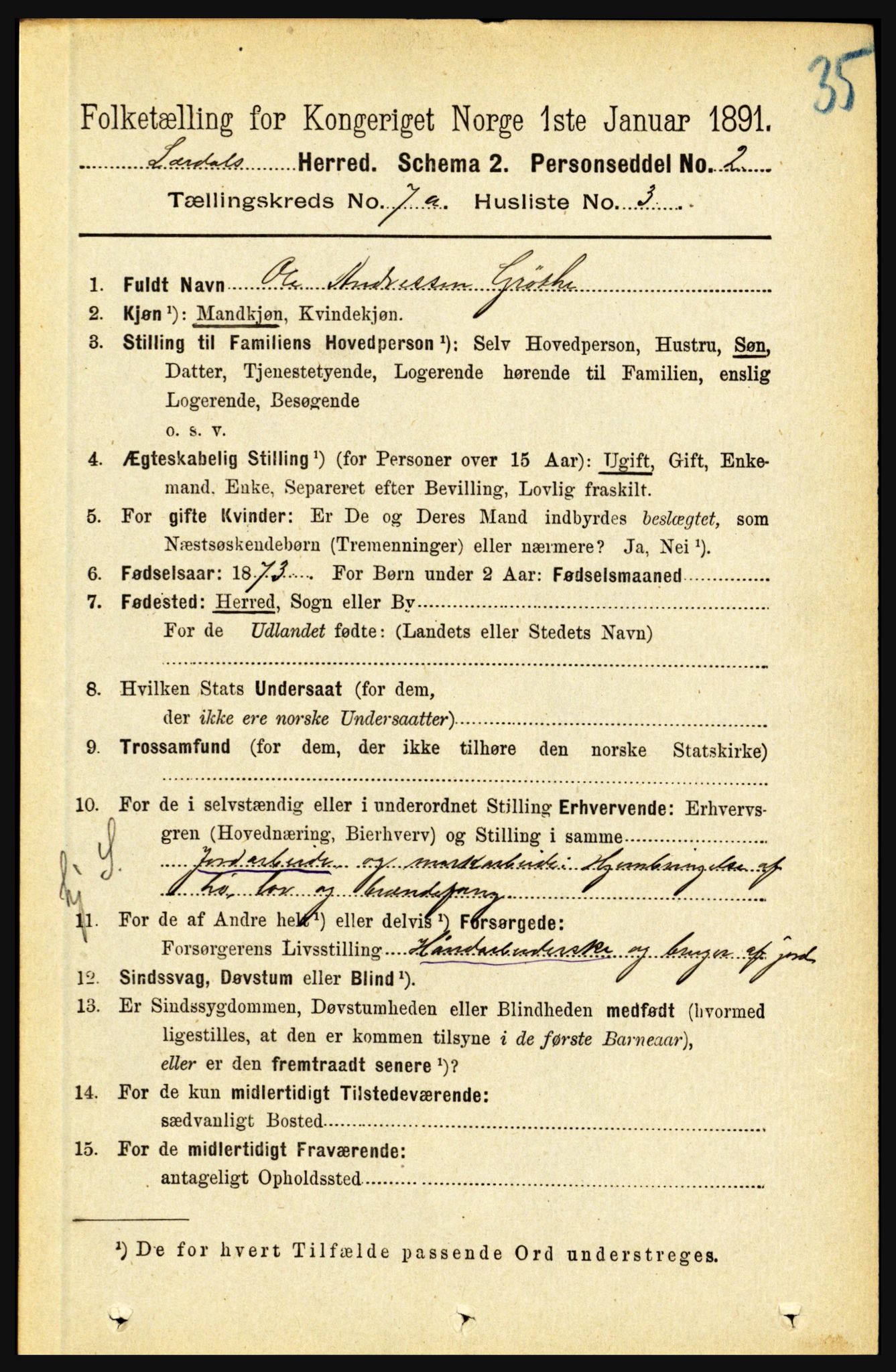 RA, 1891 census for 1422 Lærdal, 1891, p. 815