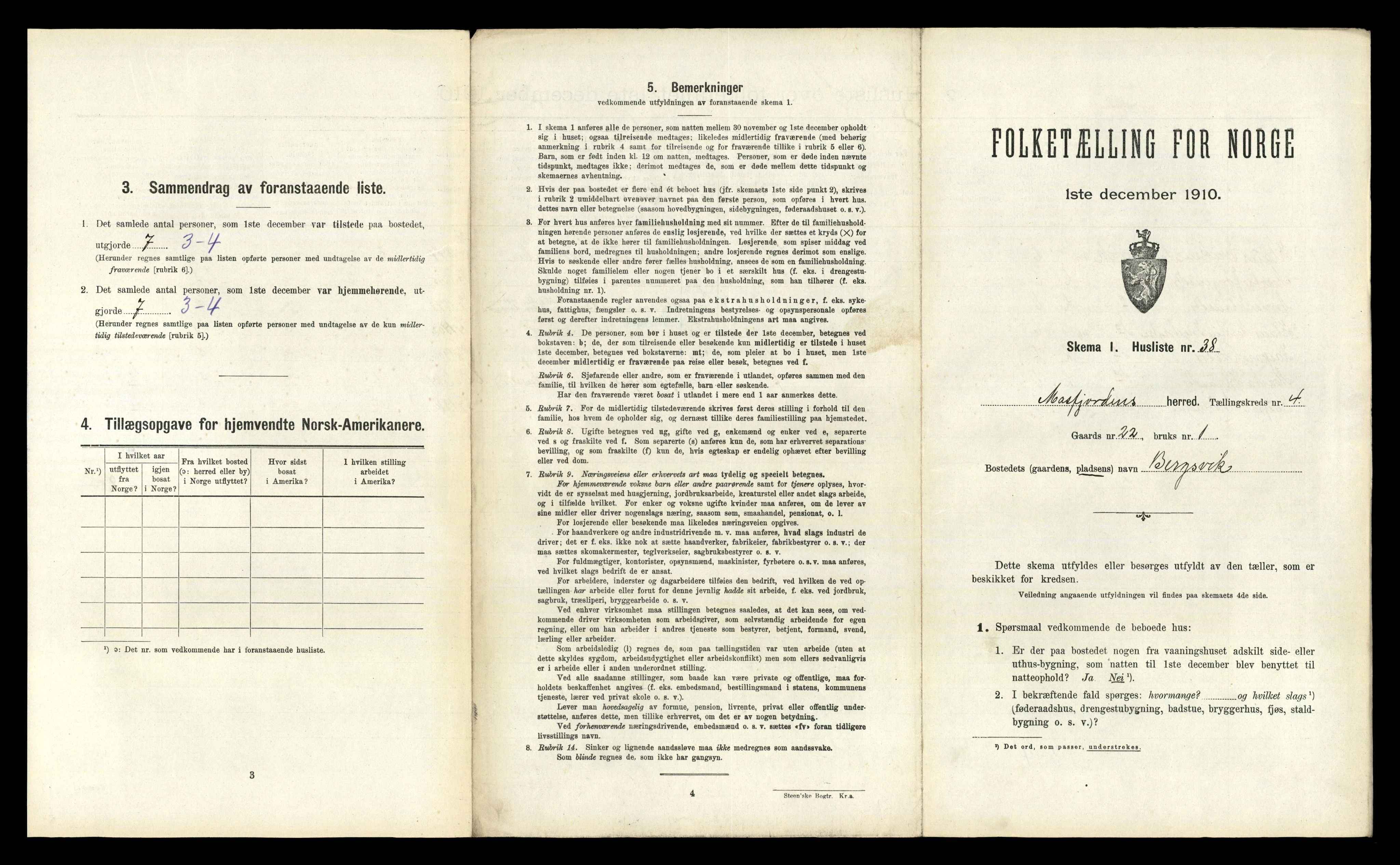 RA, 1910 census for Masfjorden, 1910, p. 324