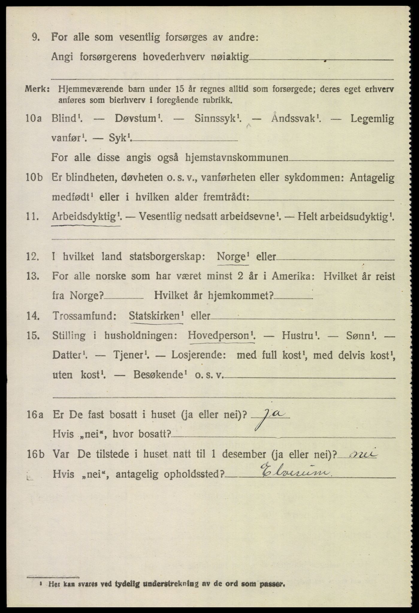 SAH, 1920 census for Trysil, 1920, p. 14564