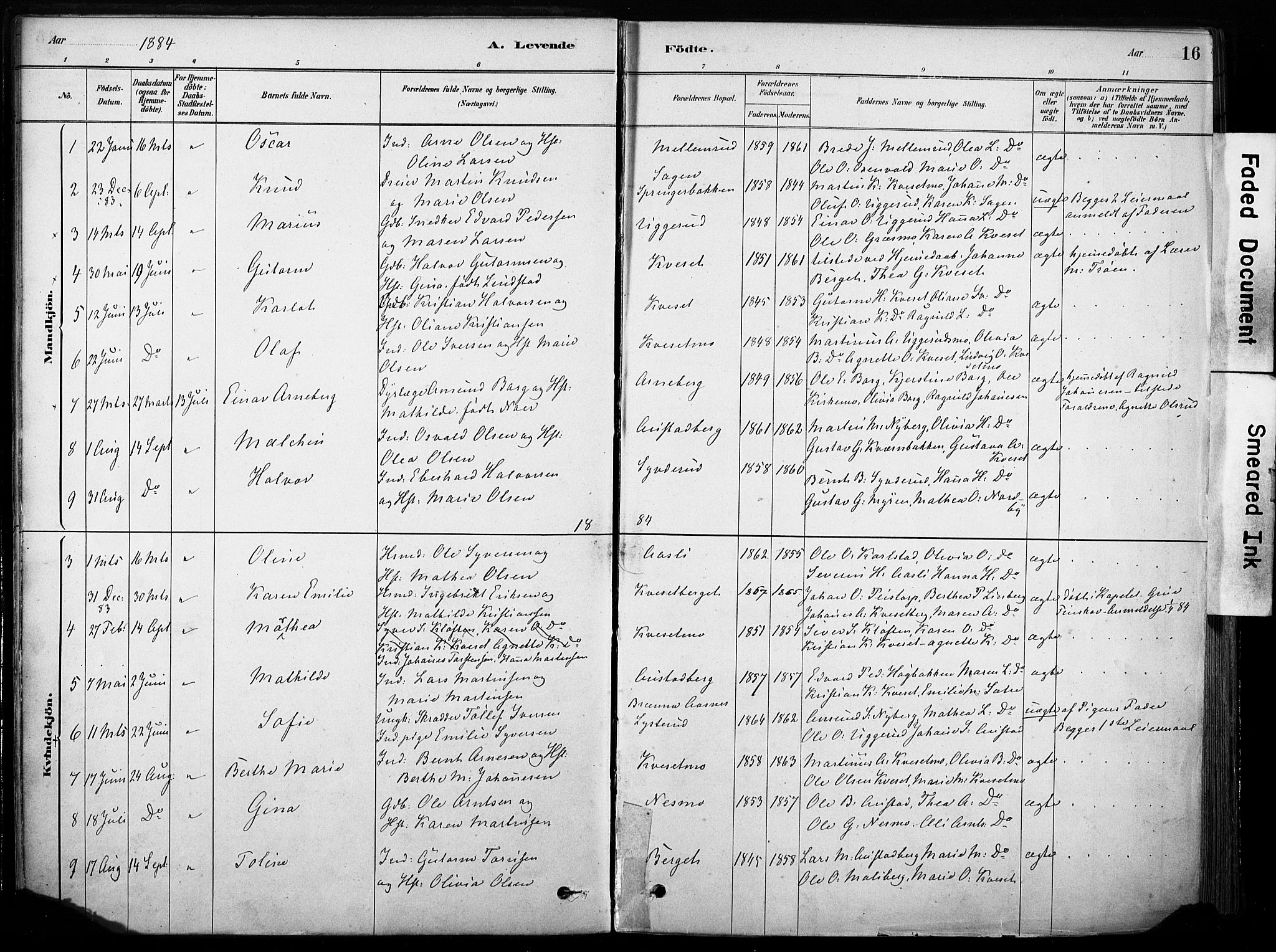 Hof prestekontor, AV/SAH-PREST-038/H/Ha/Haa/L0011: Parish register (official) no. 11, 1879-1911, p. 16