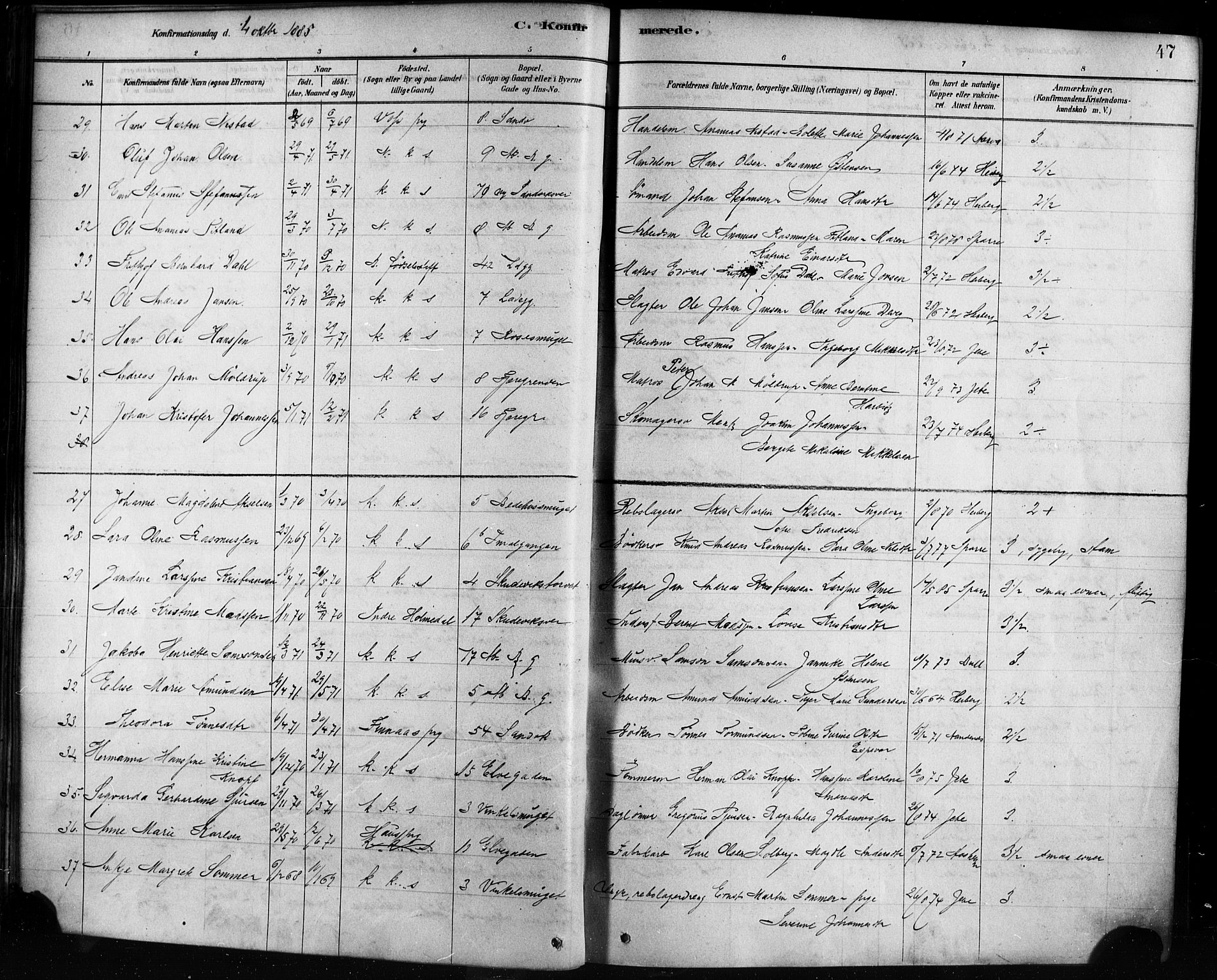 Sandviken Sokneprestembete, SAB/A-77601/H/Ha/L0002: Parish register (official) no. A 2, 1878-1896, p. 47