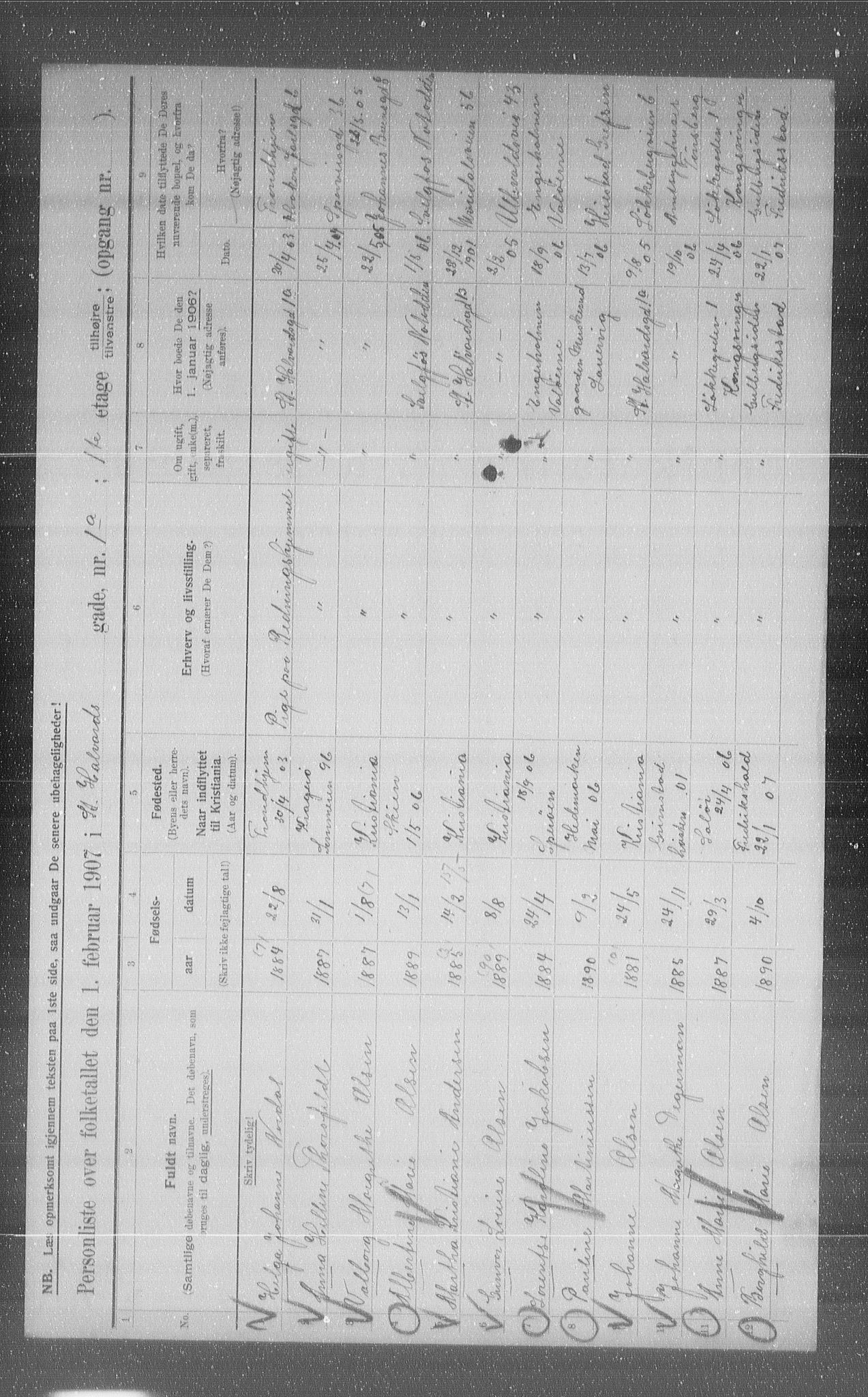 OBA, Municipal Census 1907 for Kristiania, 1907, p. 44702