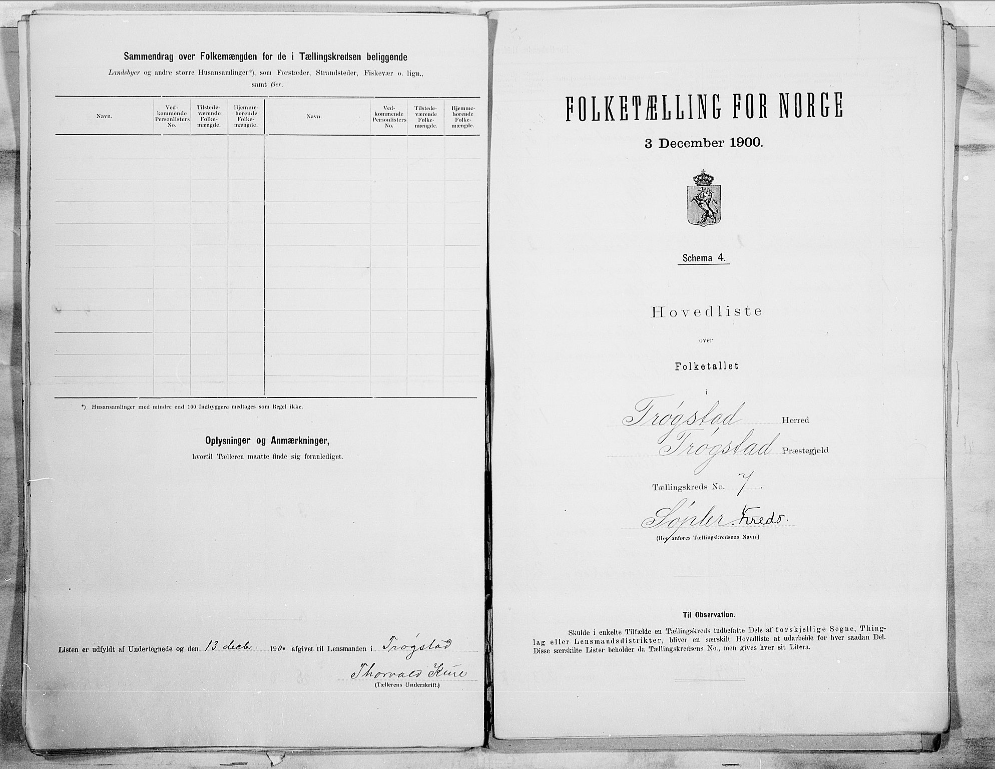 SAO, 1900 census for Trøgstad, 1900, p. 16