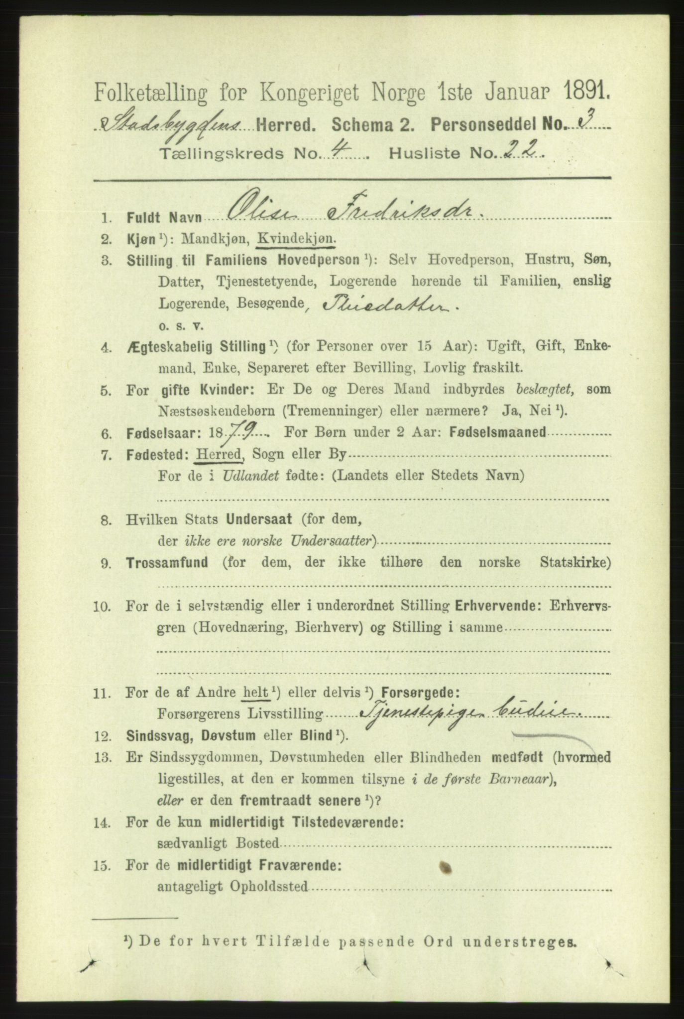 RA, 1891 census for 1625 Stadsbygd, 1891, p. 1949