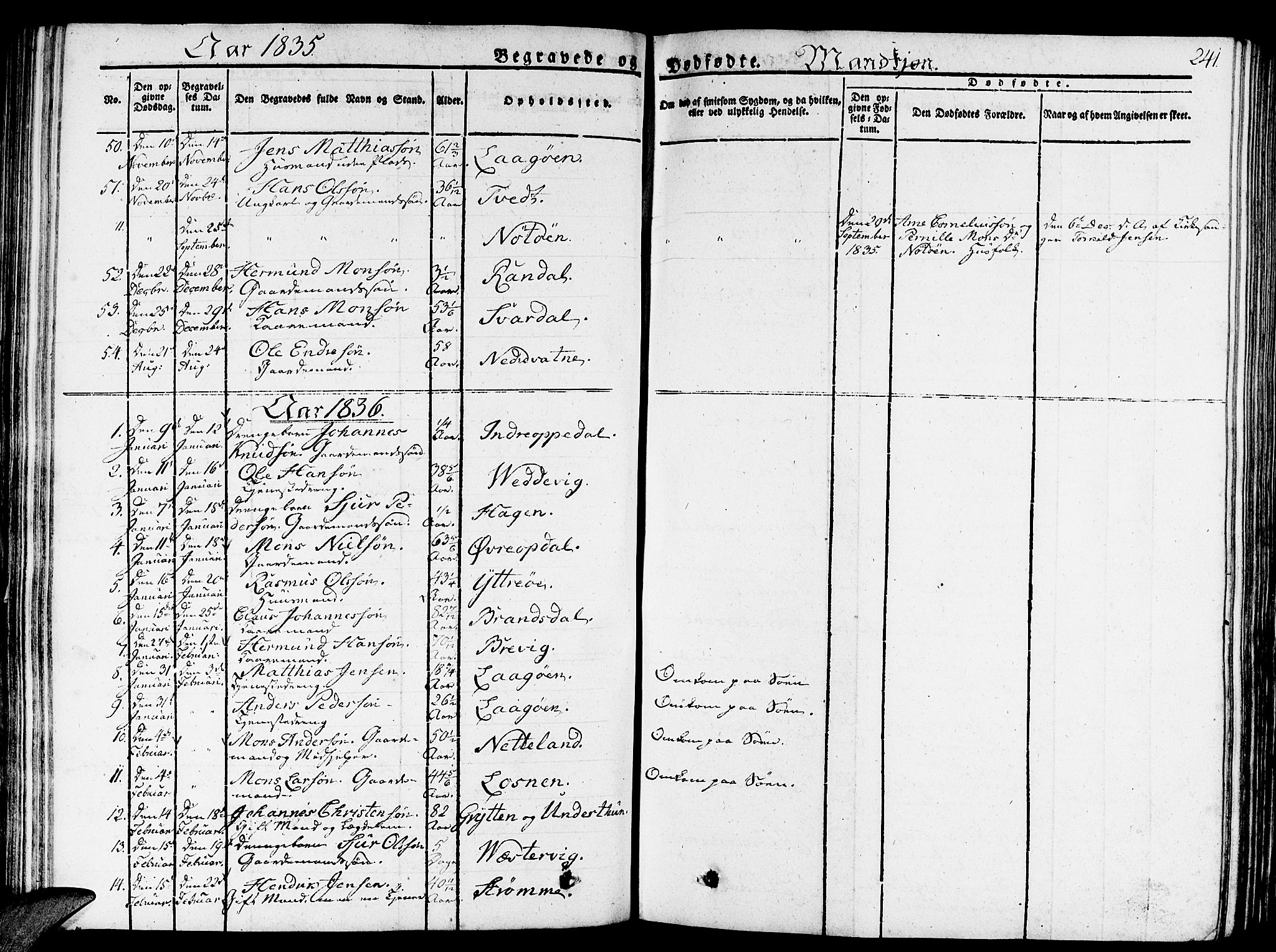 Gulen sokneprestembete, AV/SAB-A-80201/H/Haa/Haaa/L0019: Parish register (official) no. A 19, 1826-1836, p. 241