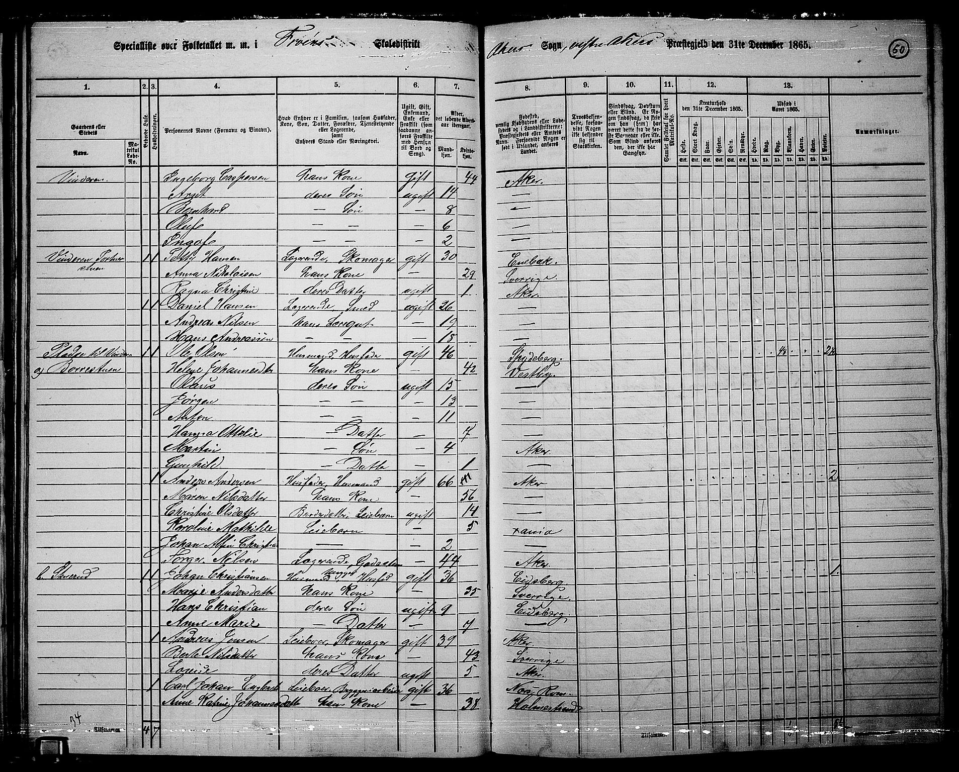 RA, 1865 census for Vestre Aker, 1865, p. 48